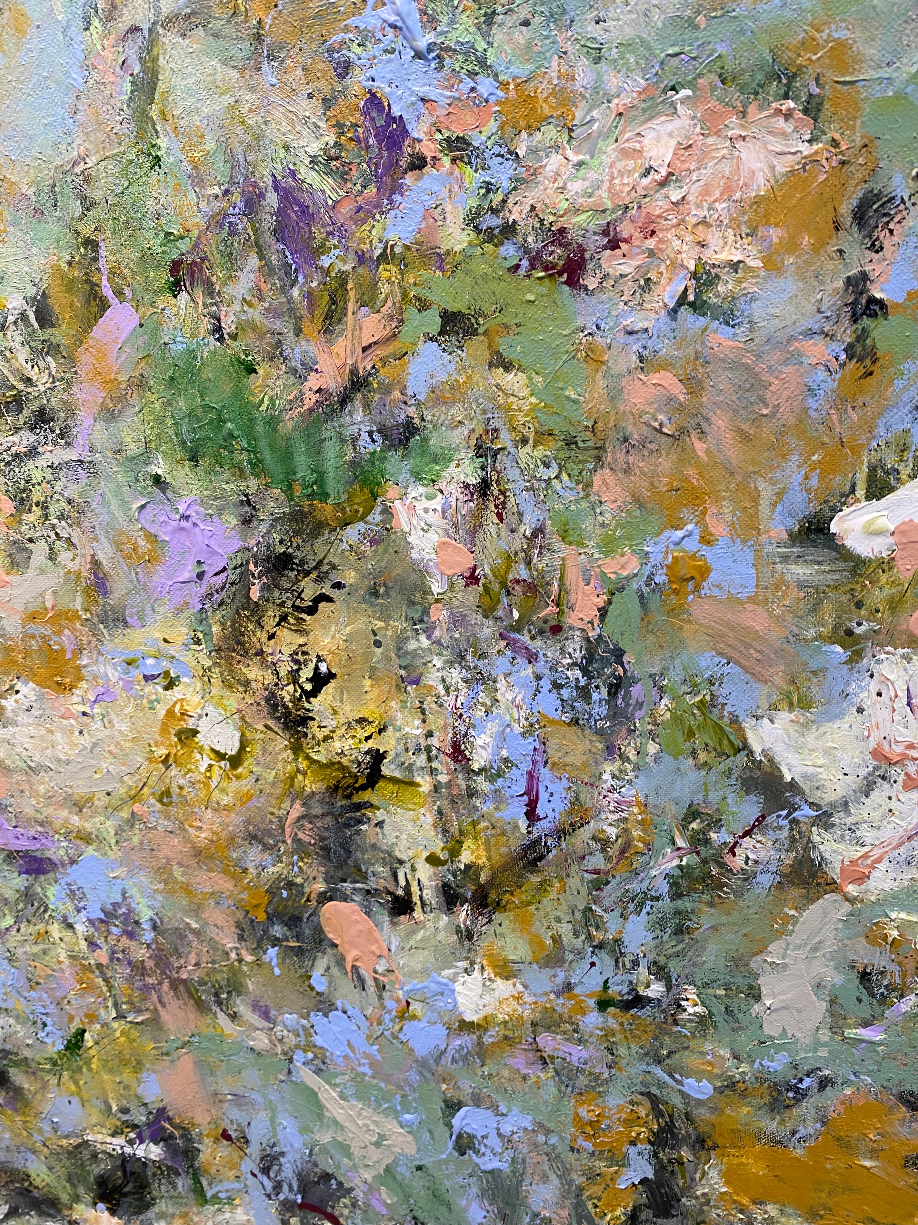 Talk, Blau, Blumen, Landschaft, Rosa, Violett, Grün, Gold im Angebot 3