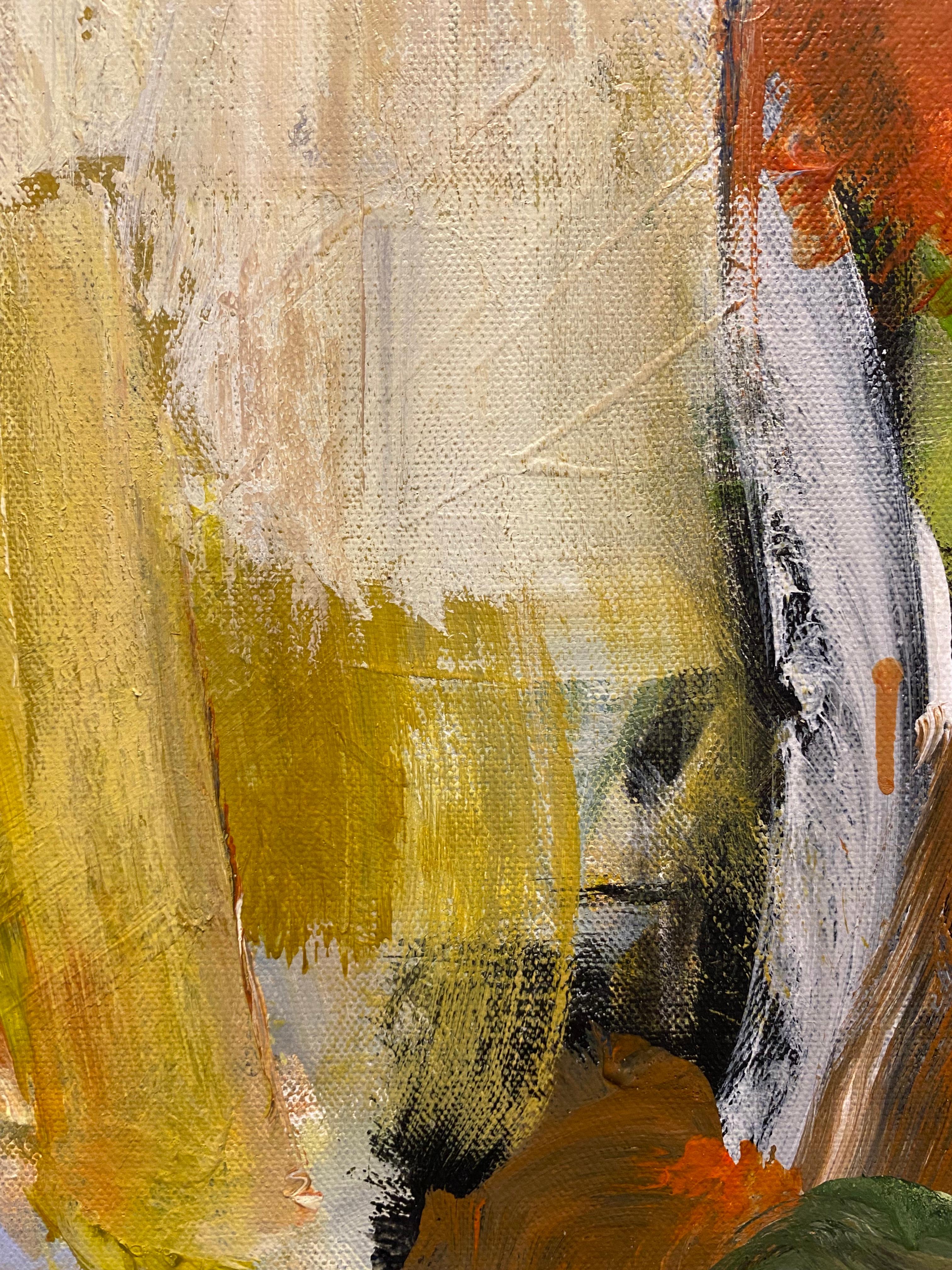 Stepping Stone, orange, expressionism, Dekooning, beige, blue, contemporary For Sale 2