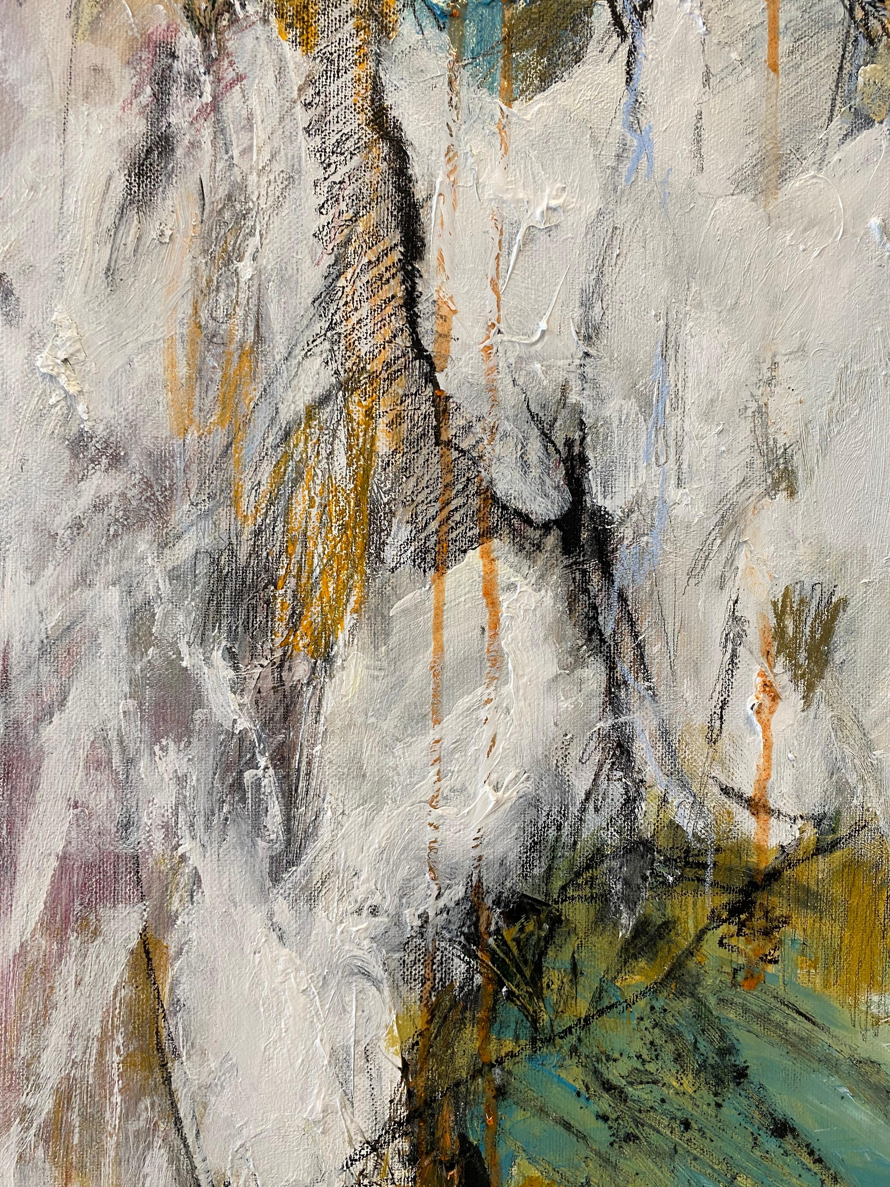 This painting is part of a series that is influenced by trying to find simplicity and beauty in todays chaotic world. I start each painting with a feeling; be it hope, despair, happiness, pleasure, or observation. As the painting develops and the
