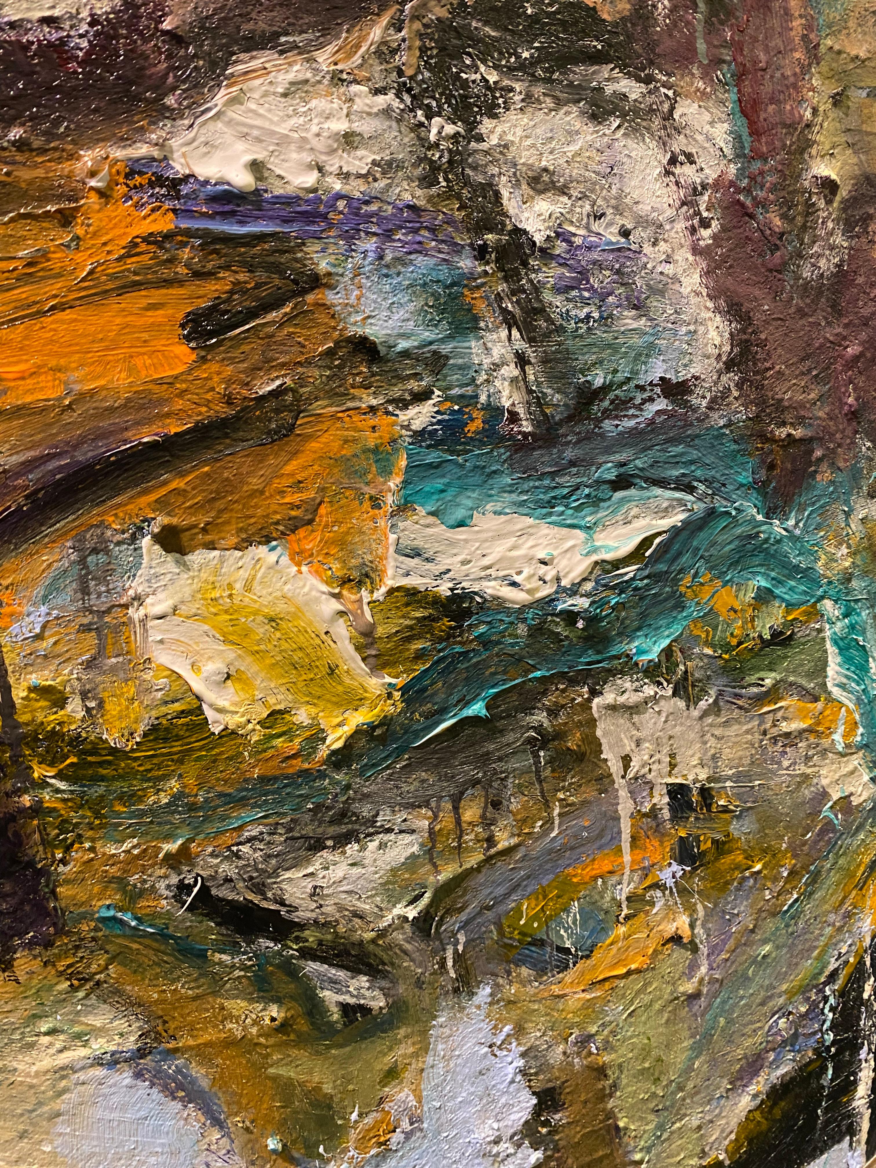 Questo quadro fa parte di una nuova serie che incarna il mio continuo viaggio artistico. Inizio ogni opera con un'idea o un pensiero iniziale. Tuttavia, man mano che il dipinto si evolve, mi trovo a reagire spontaneamente alle dinamiche che si
