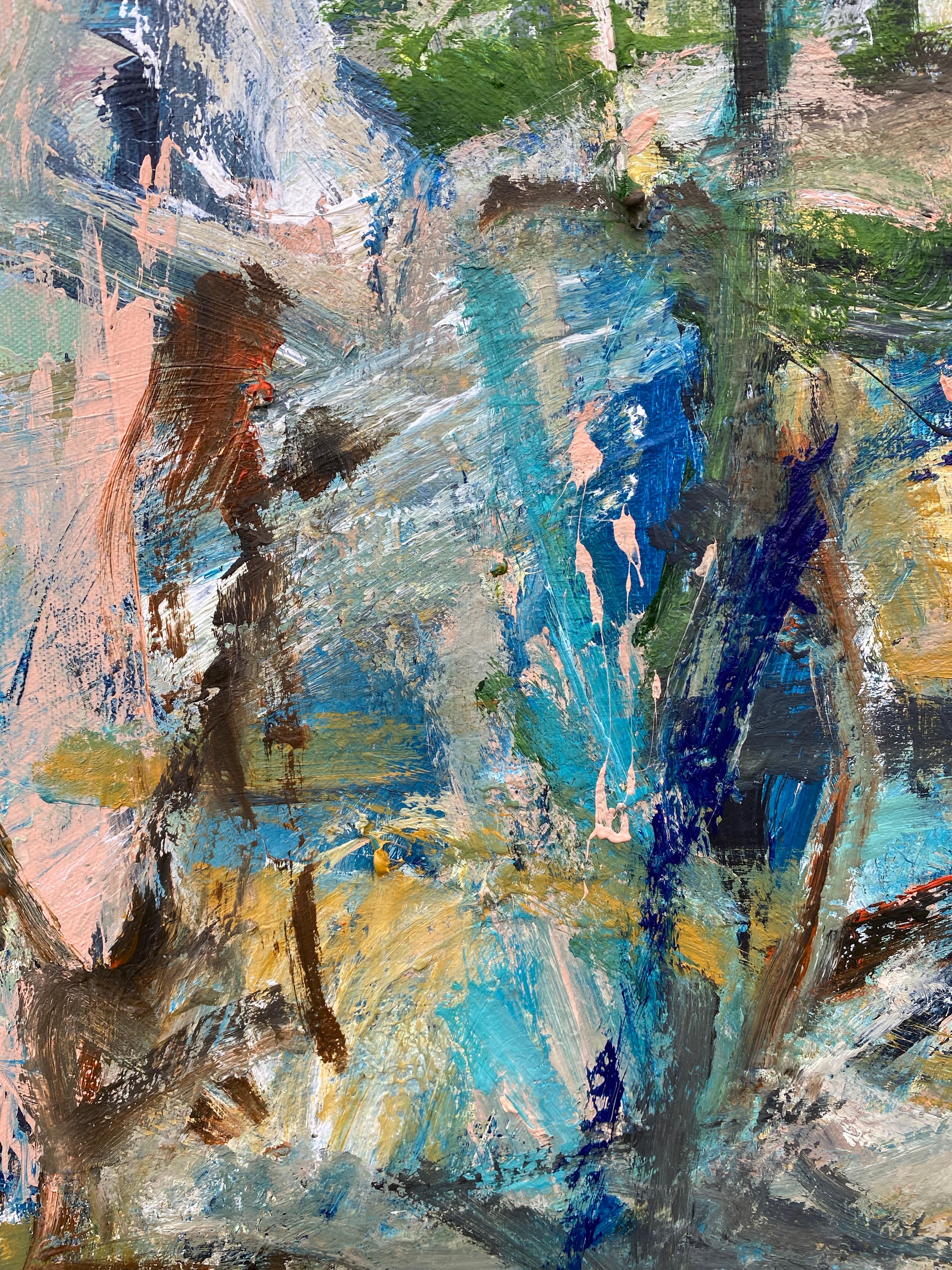 The Leaves Fall - Fall Is Setting - Gray Abstract Painting by Lloyd Tabing