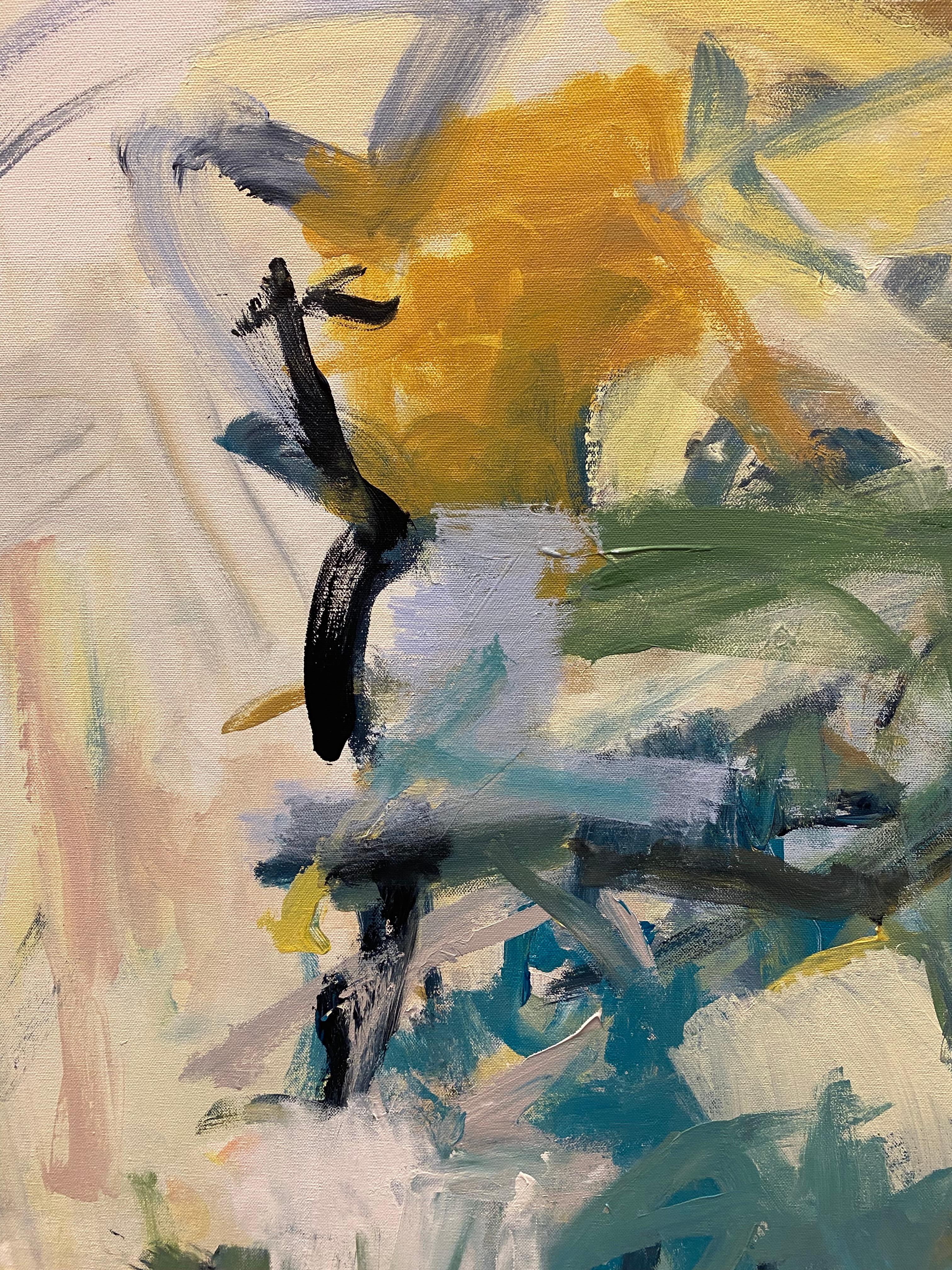 The Song Of Rain, soft, joan Mitchell, jaune, horizontal, Saito, expressionnisme - Expressionnisme abstrait Painting par Lloyd Tabing