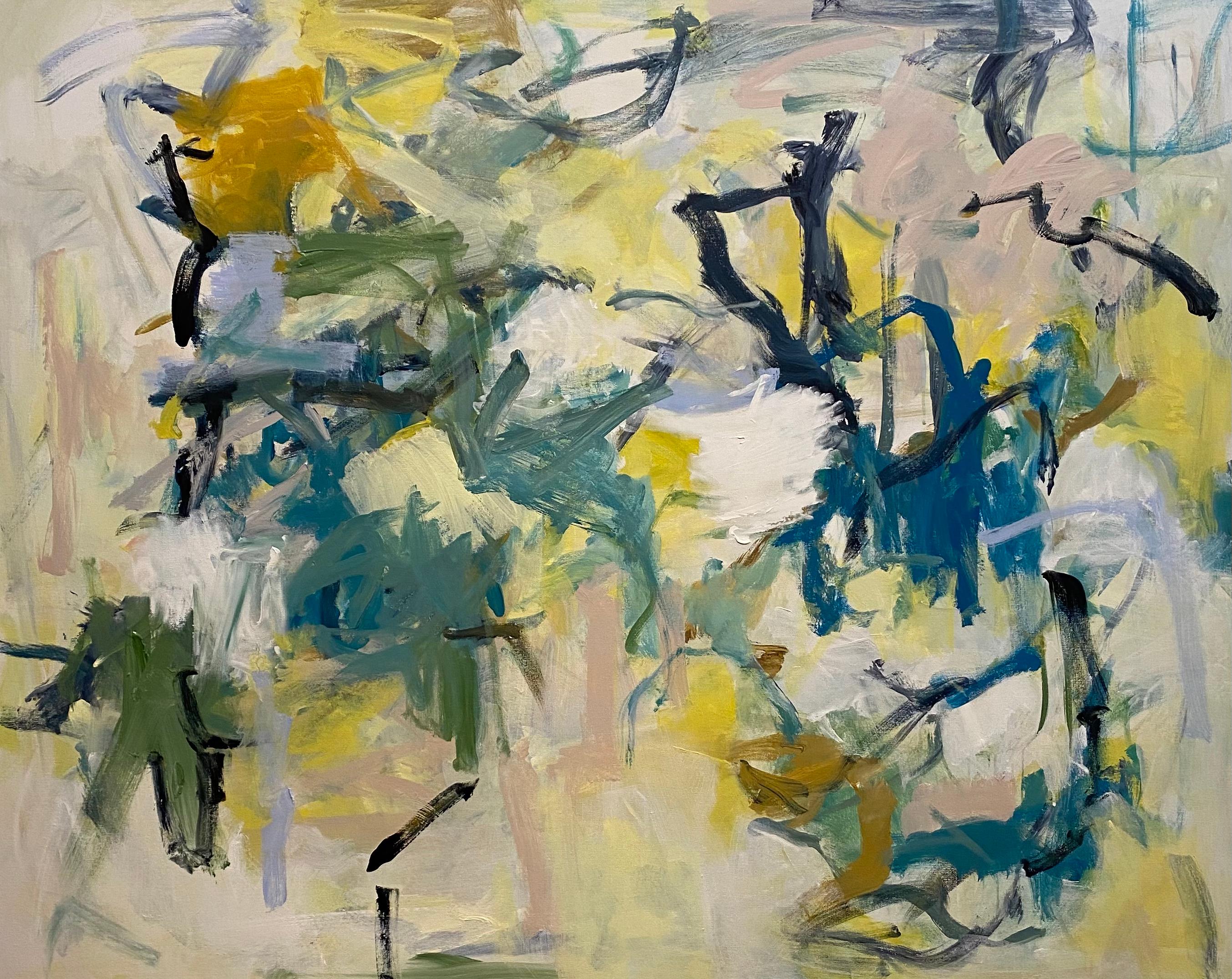 Abstract Painting Lloyd Tabing - The Song Of Rain, soft, joan Mitchell, jaune, horizontal, Saito, expressionnisme