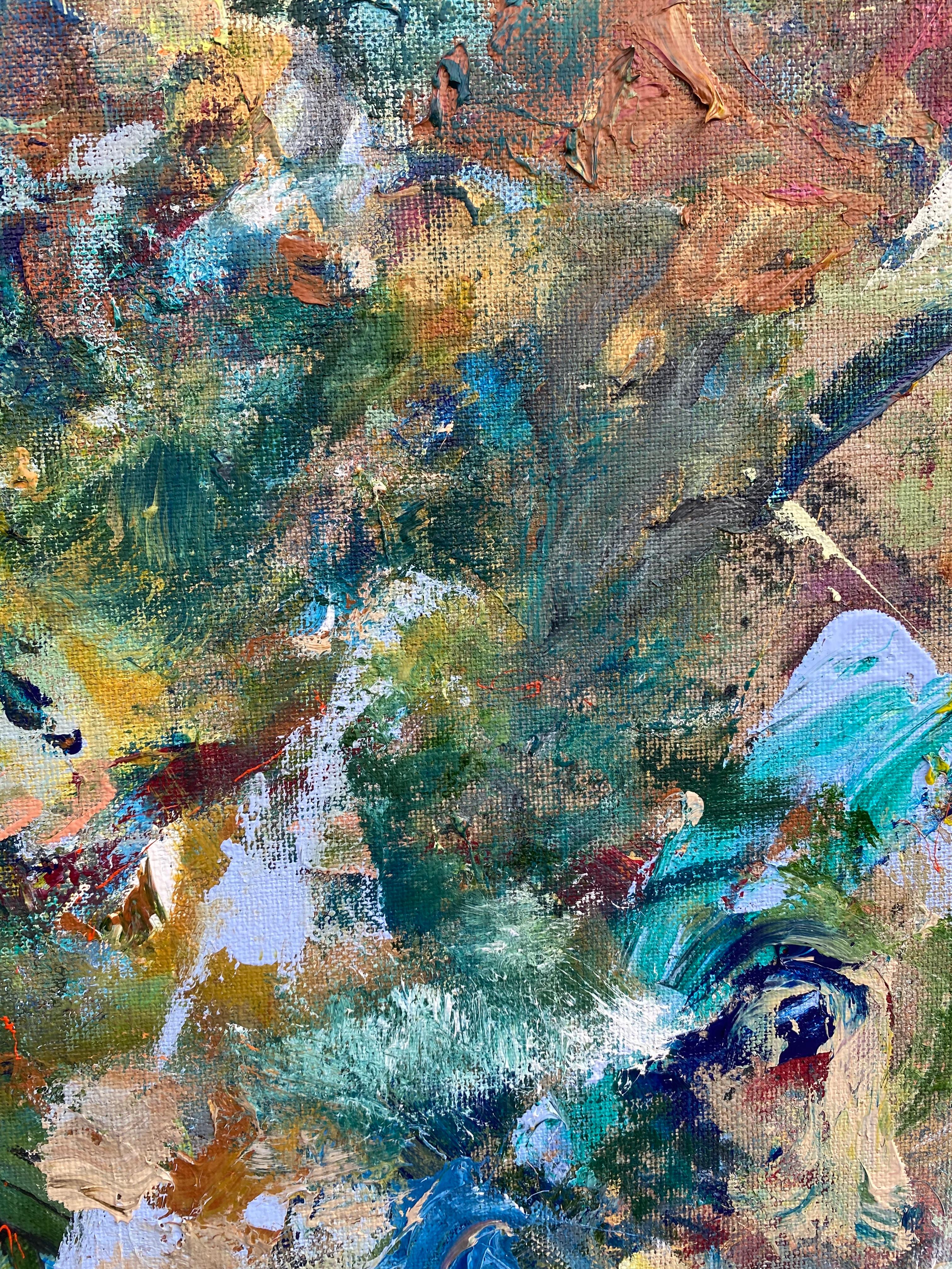 The Weight of Emptiness, raw linen, joan mitchell, de kooning, nature, Poons - Abstract Painting by Lloyd Tabing