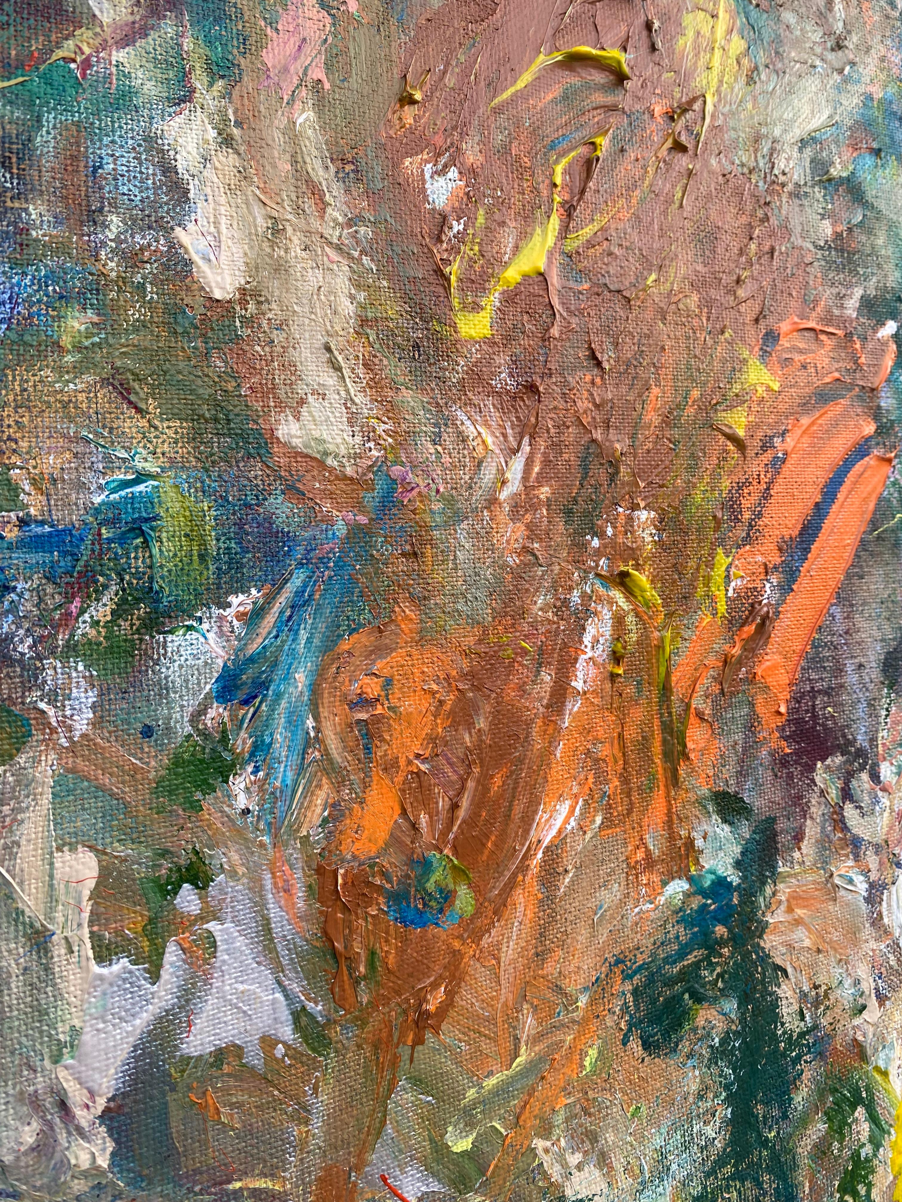 The Weight of Emptiness, raw linen, joan mitchell, de kooning, nature, Poons - Gray Abstract Painting by Lloyd Tabing