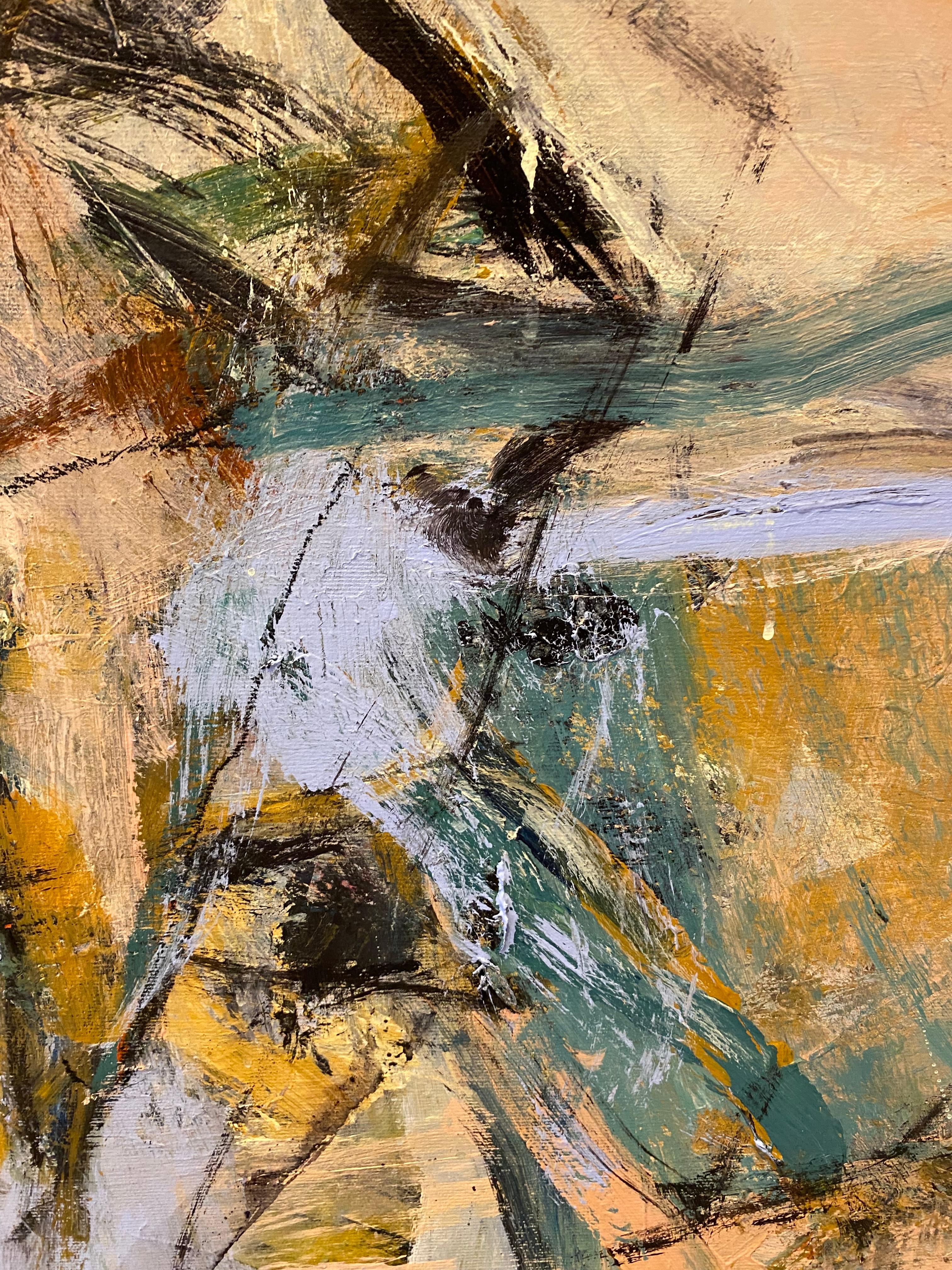 Transition du jour à la nuit, grand, expressif, gras, non figuratif, flou en vente 2