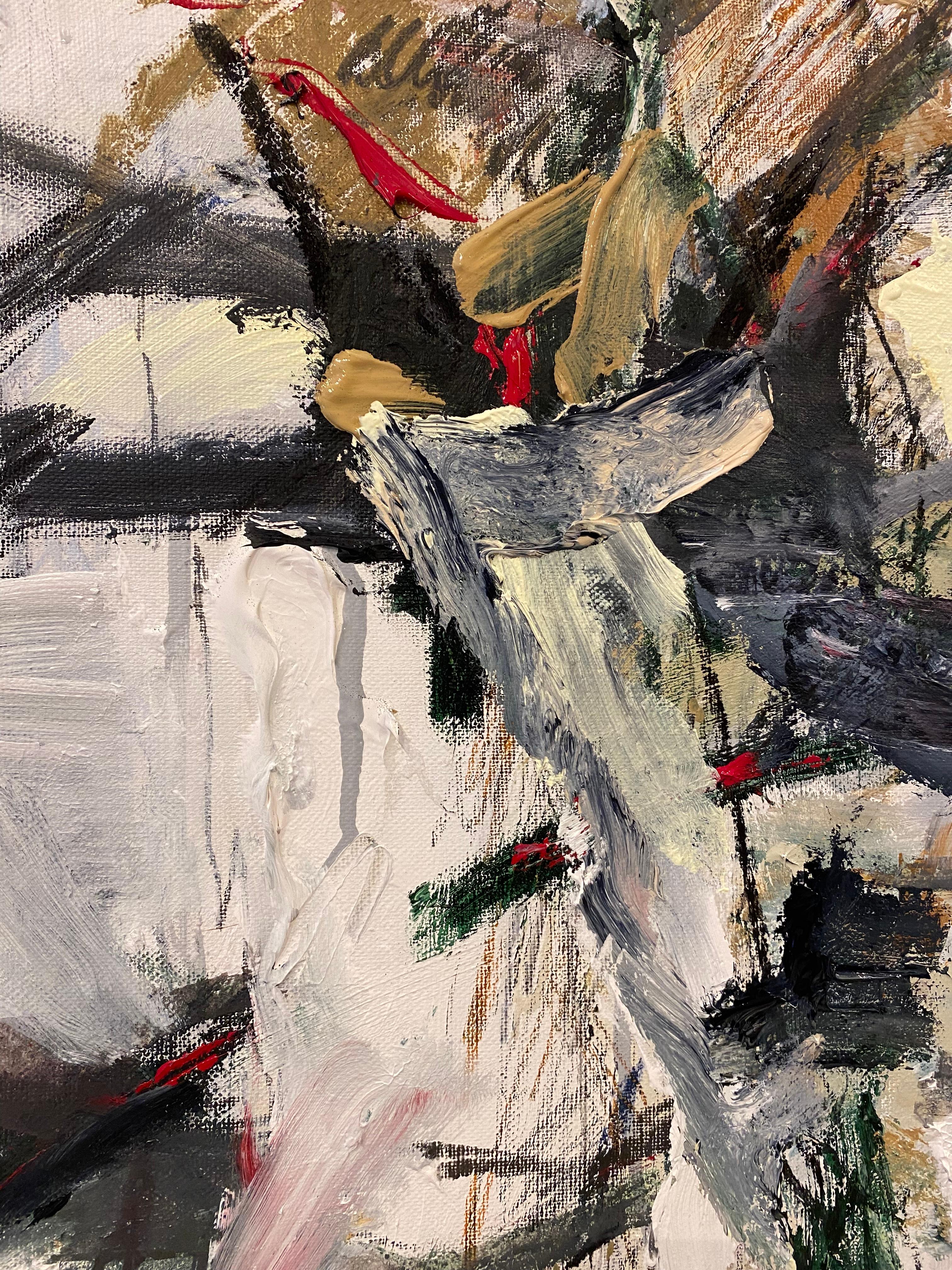 Questo quadro fa parte di una serie influenzata dal tentativo di trovare semplicità e bellezza nel mondo caotico di oggi. Inizio ogni dipinto con un sentimento: speranza, disperazione, felicità, piacere o osservazione. Man mano che il dipinto si