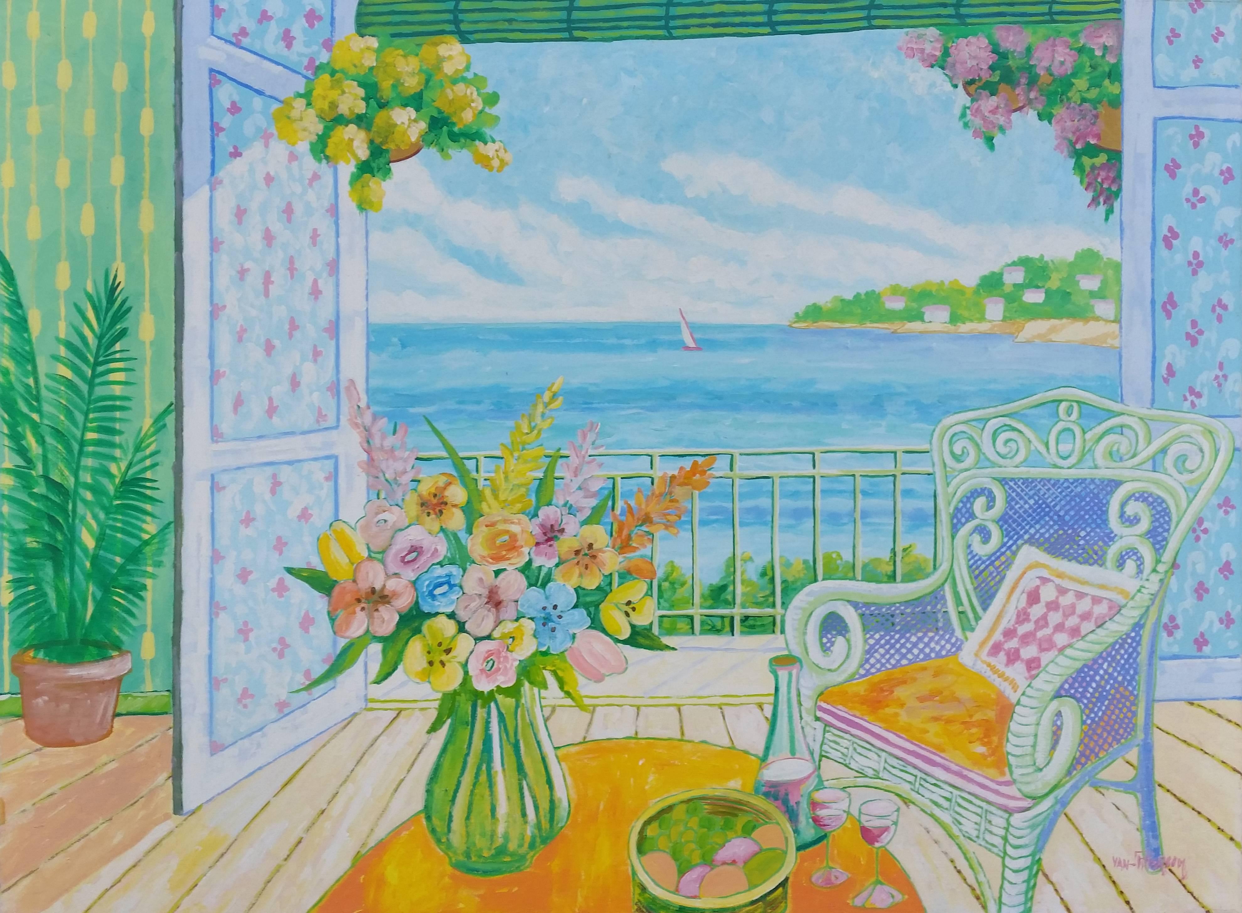 Balcony View, Oil Painting by Lloyd van Pitterson