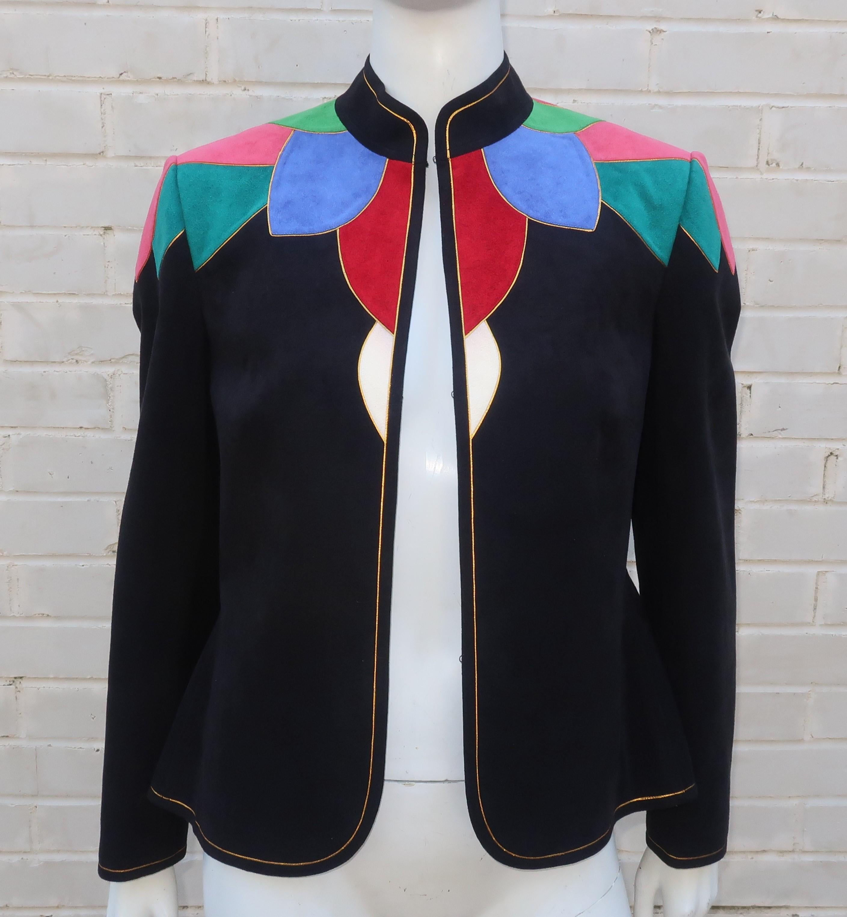 Lloyd Williams Ultra Suede Patchwork Jacket Skirt Suit, 1980's 6