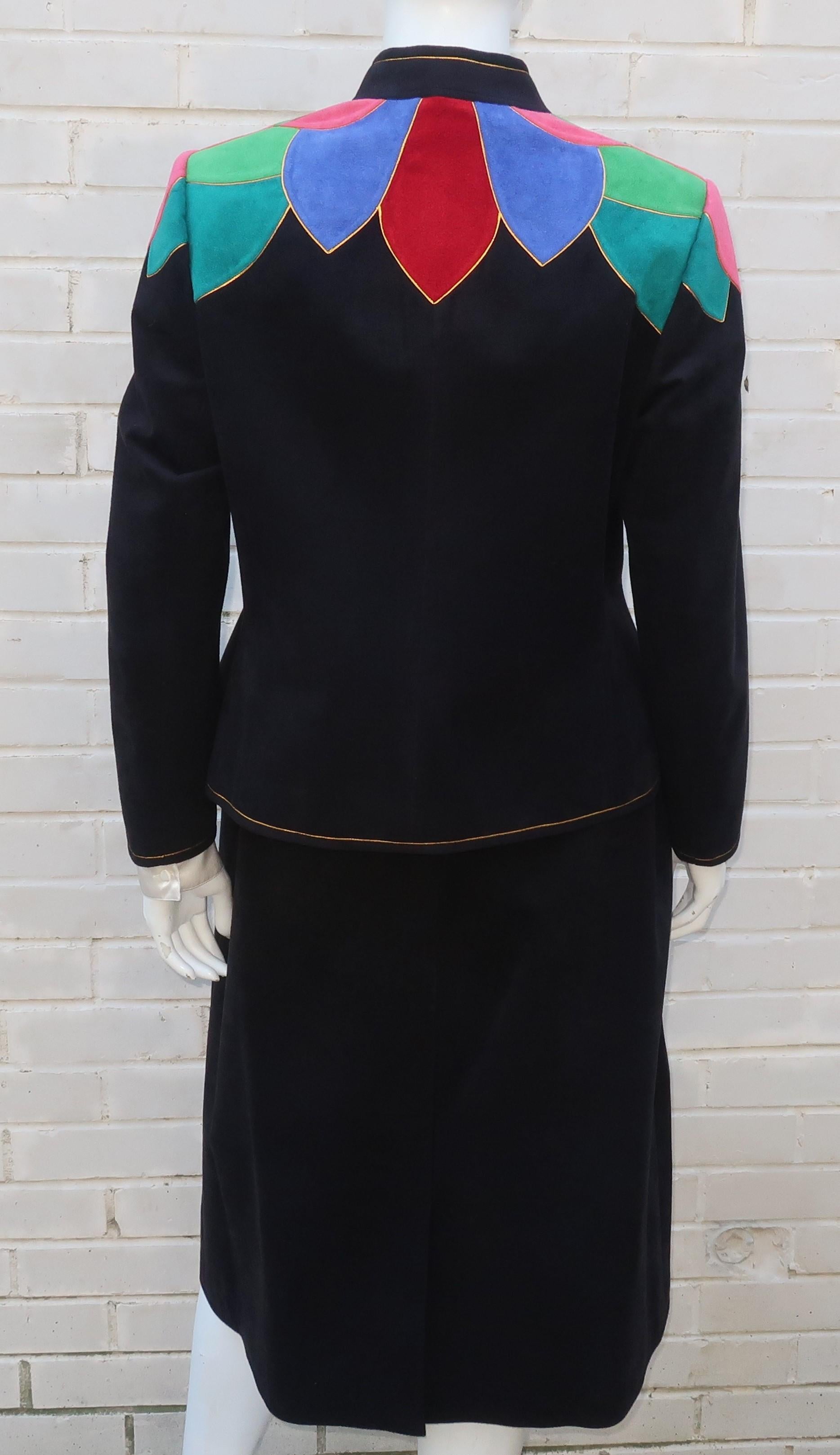 Lloyd Williams Ultra Suede Patchwork Jacket Skirt Suit, 1980's 3