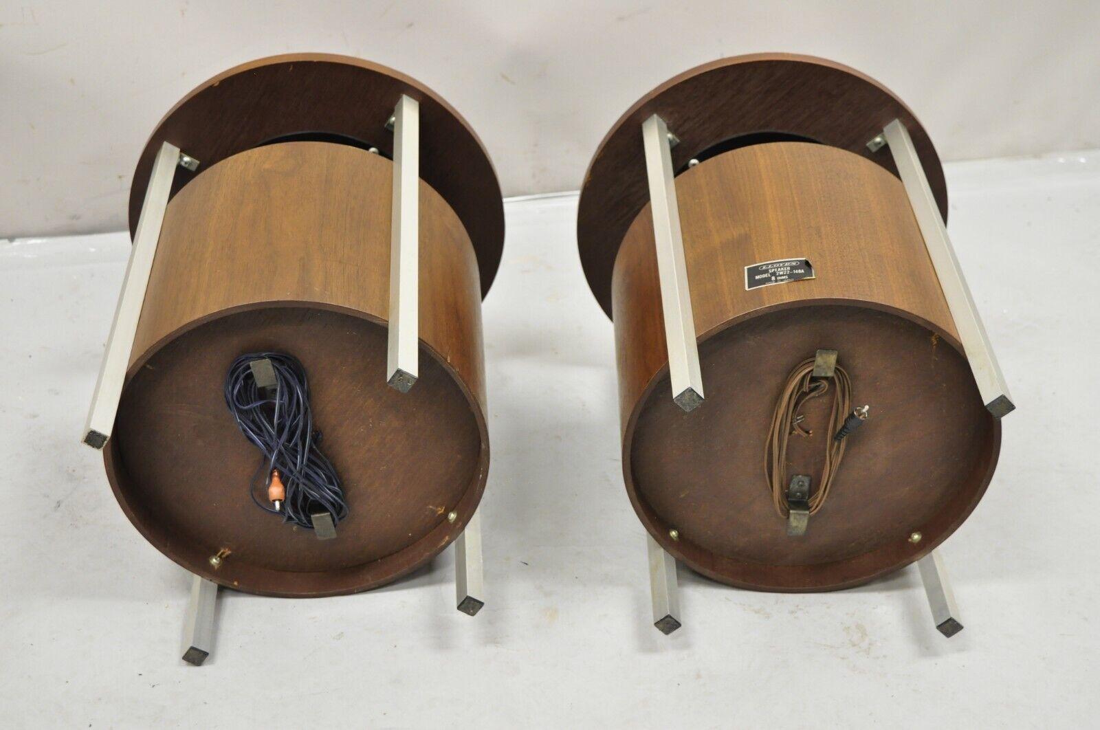 Lloyd's Speaker Model 2W22-148A Teak & Aluminum Round Mid Century Speakers- Pair 1