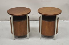 Lloyd's Speaker Model 2W22-148A Teak & Aluminum Round Mid Century Speakers- Pair