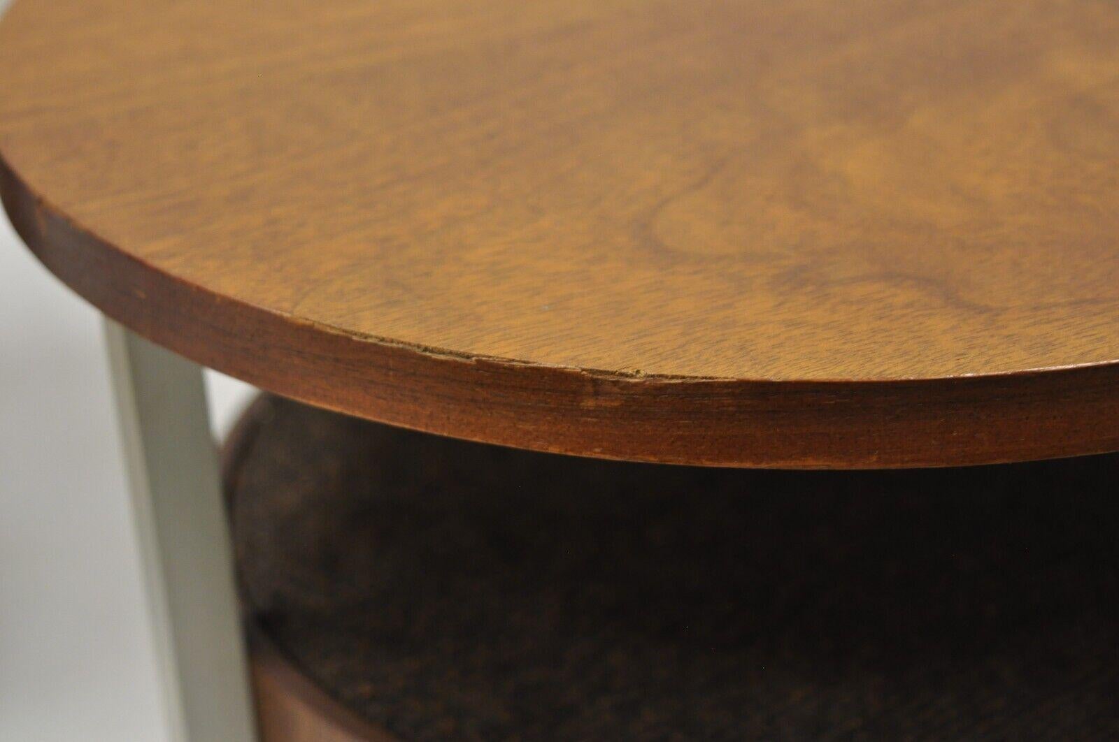 Mid-20th Century Lloyd's Speaker Model 2W22-148A Teak & Aluminum Round Mid Century Speakers- Pair