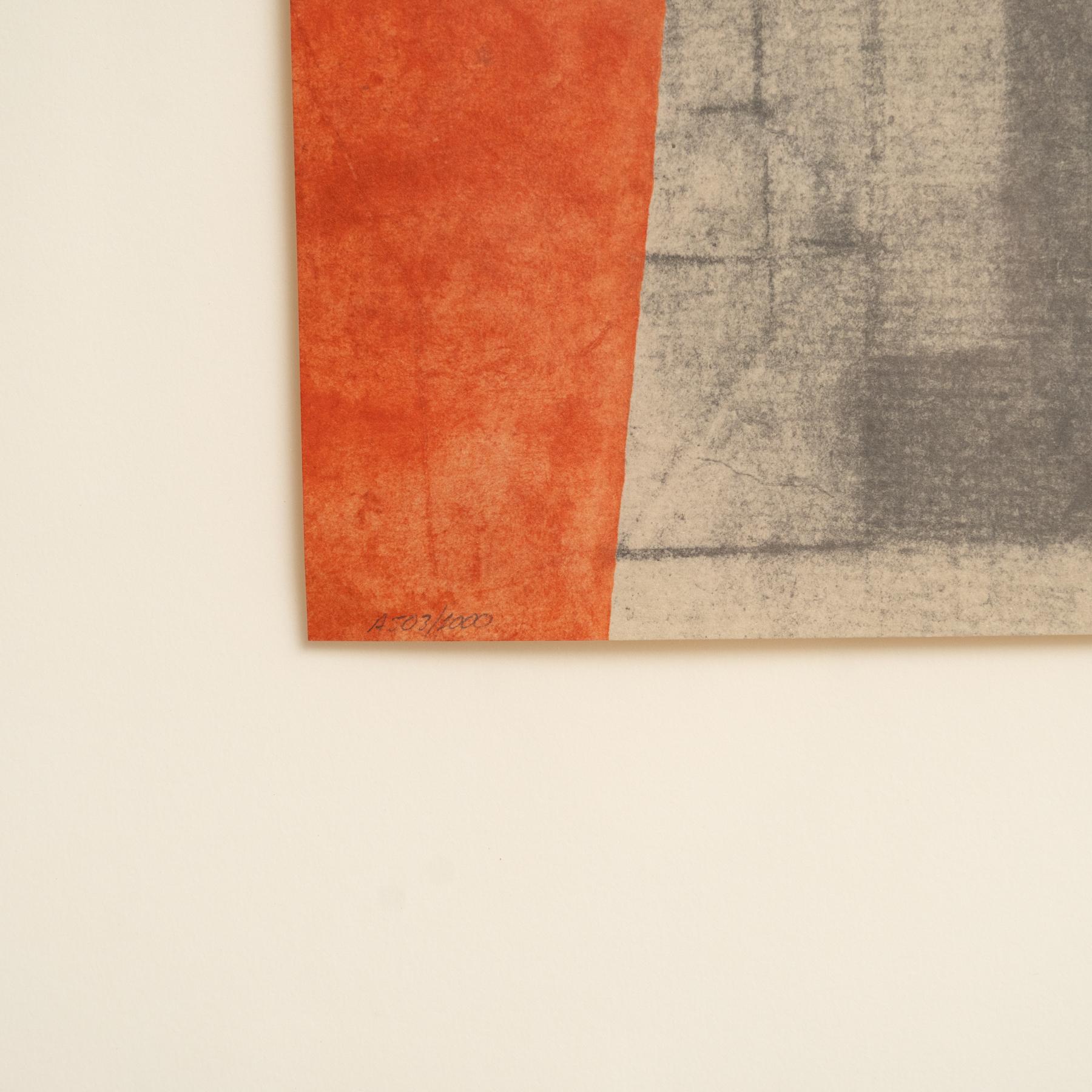 LLuis LLeo Abstrakte Orange, Schwarz und Beige gerahmte Lithografie auf Papier, 1999 im Angebot 4