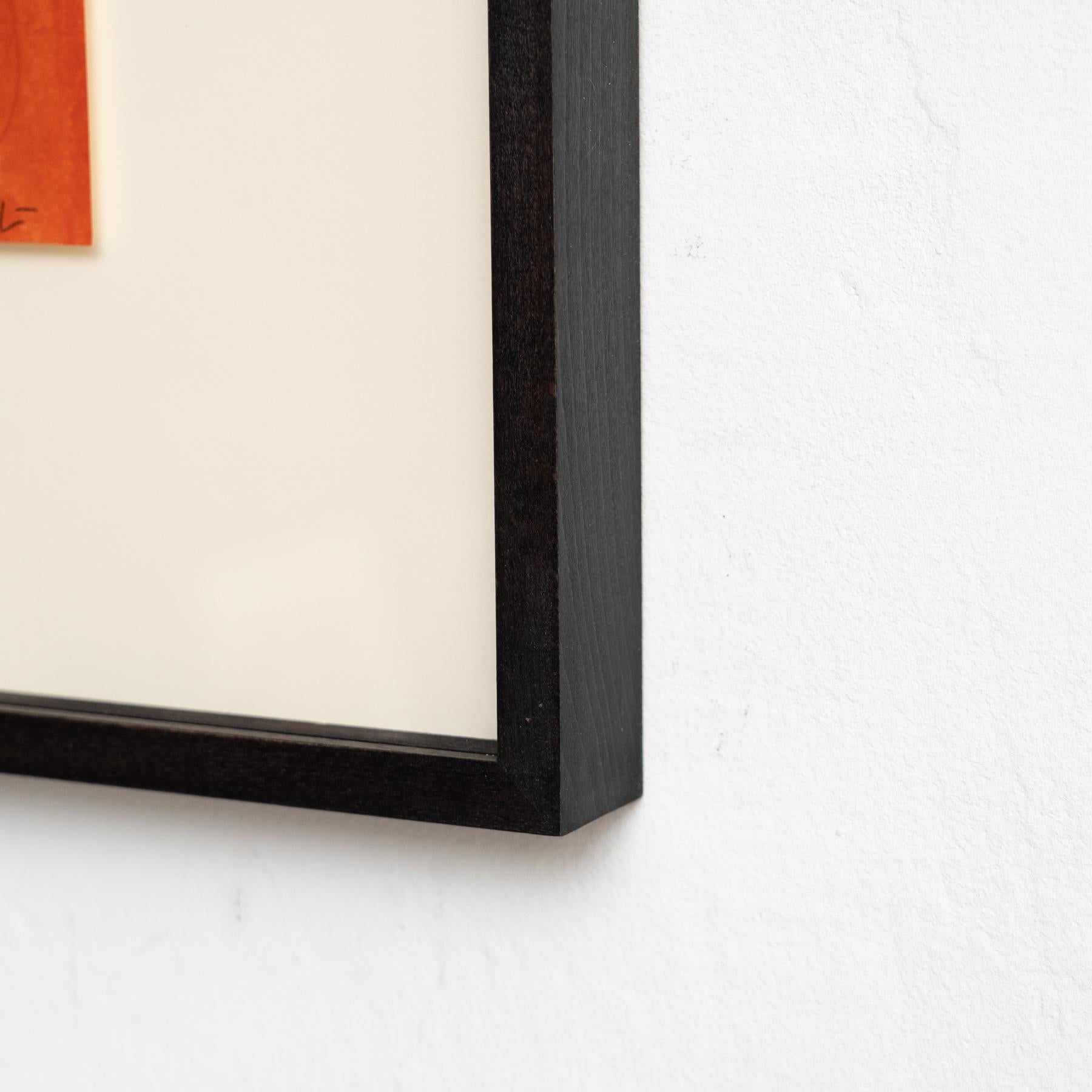 LLuis LLeo Abstrakte Orange, Schwarz und Beige gerahmte Lithografie auf Papier, 1999 im Angebot 2