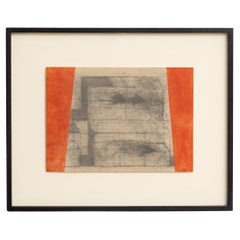 LLuis LLeo Abstrakte Orange, Schwarz und Beige gerahmte Lithografie auf Papier, 1999