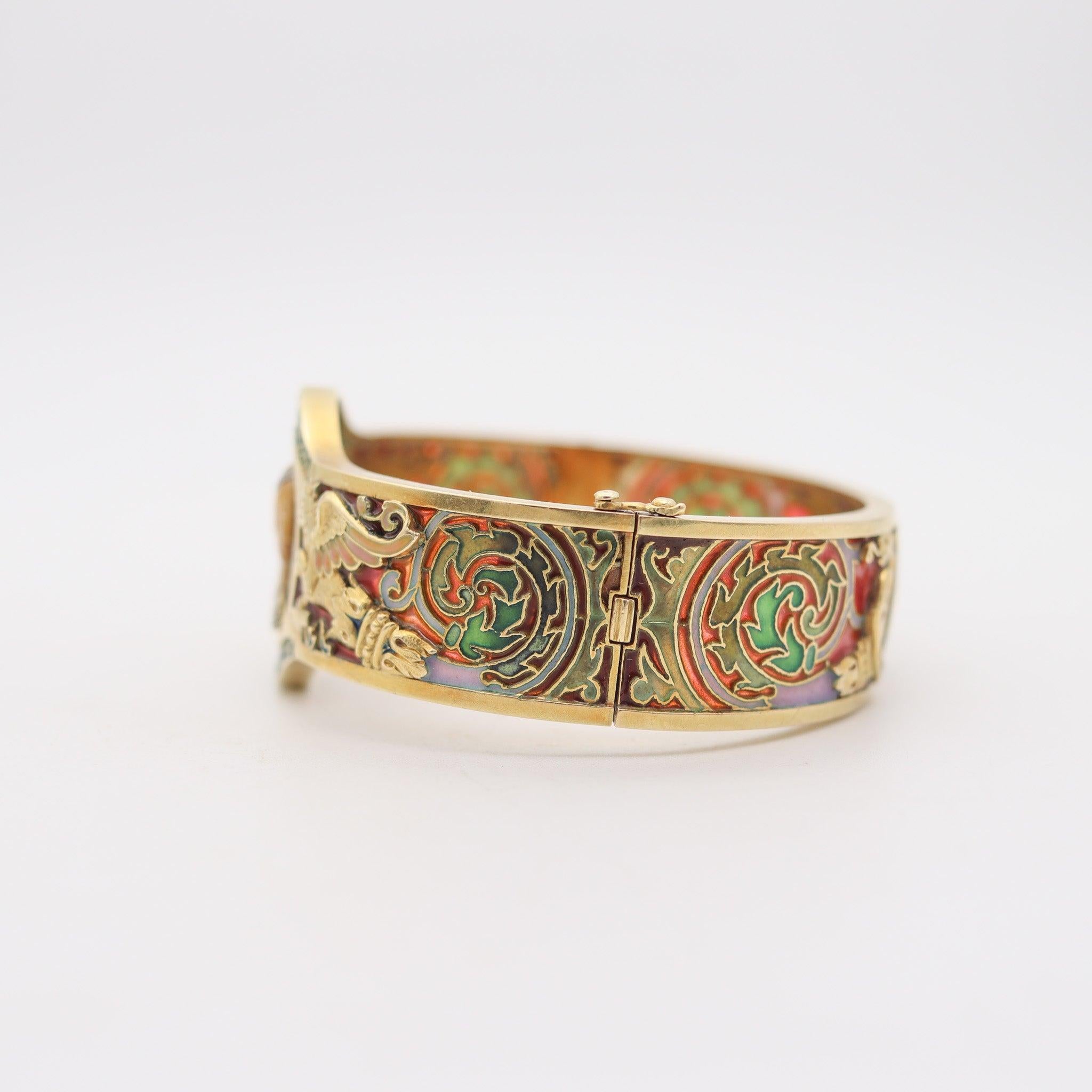 Bracciale LLUIS Masriera 1915 Barcelona Art Nouveau Plique Au Jour in oro 18Kt in vendita 2