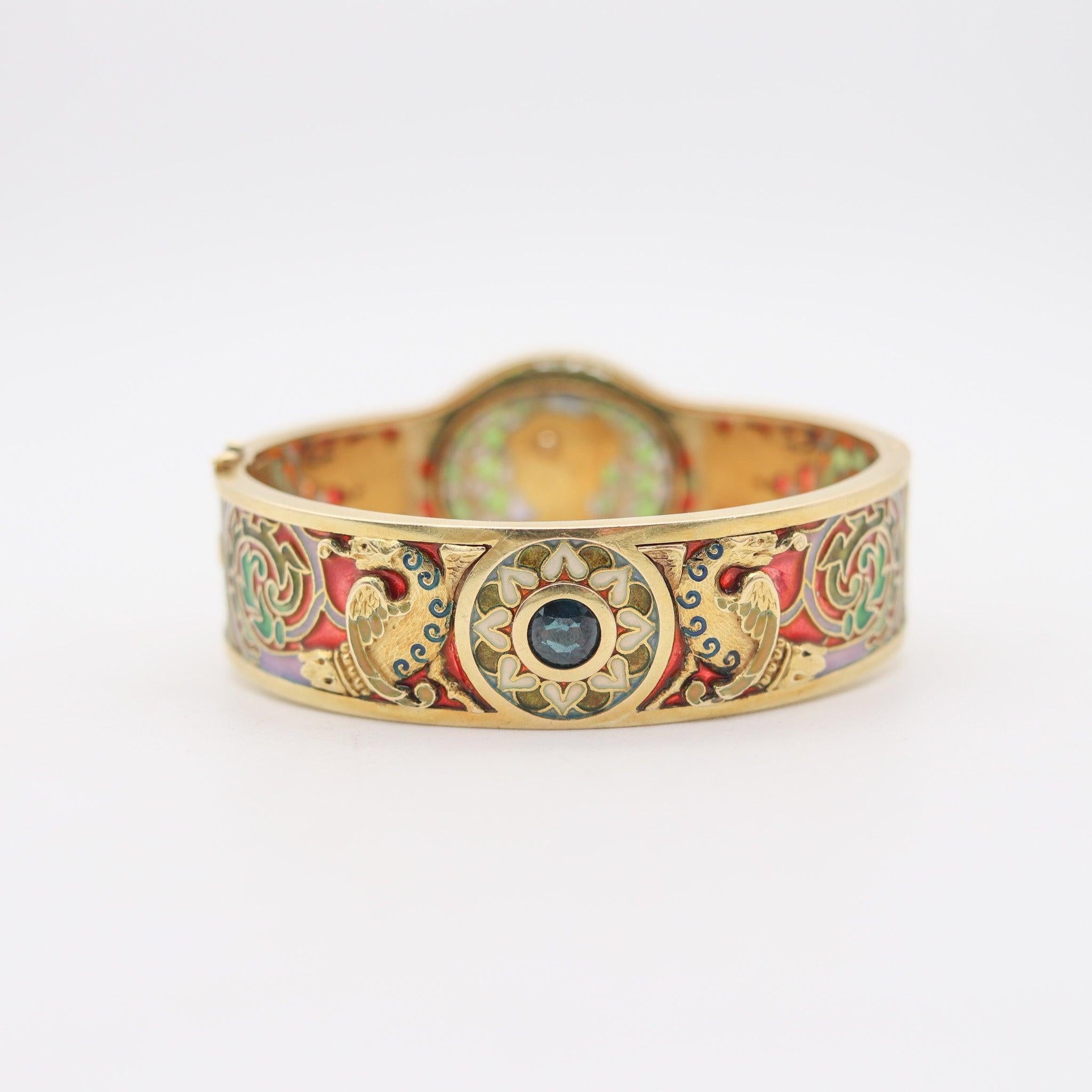 Bracciale LLUIS Masriera 1915 Barcelona Art Nouveau Plique Au Jour in oro 18Kt in vendita 4