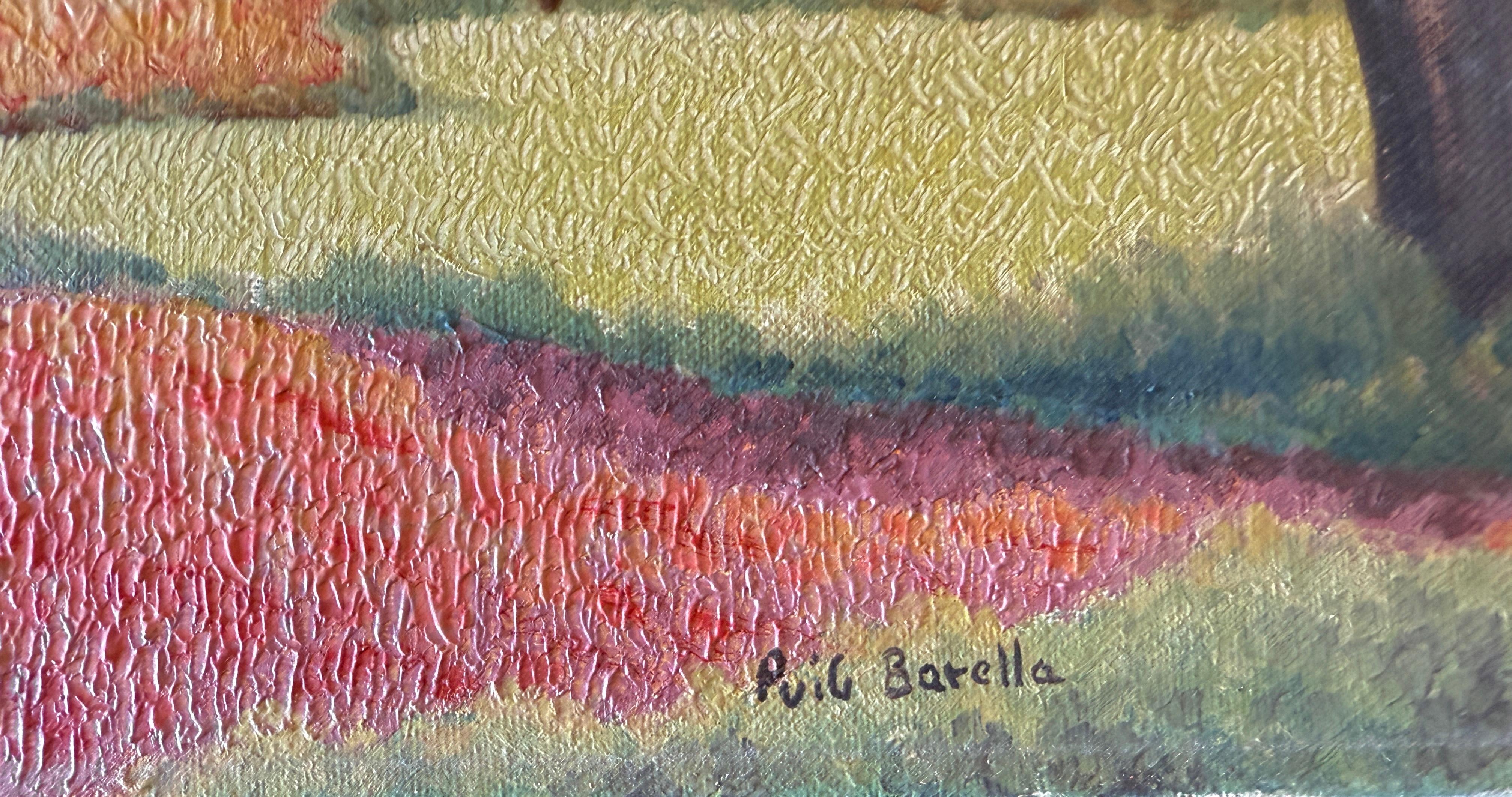 Landschaft mit Bauernhaus und Weizenfeldern Öl auf Leinwand Gemälde – Painting von Lluis Puig Barella