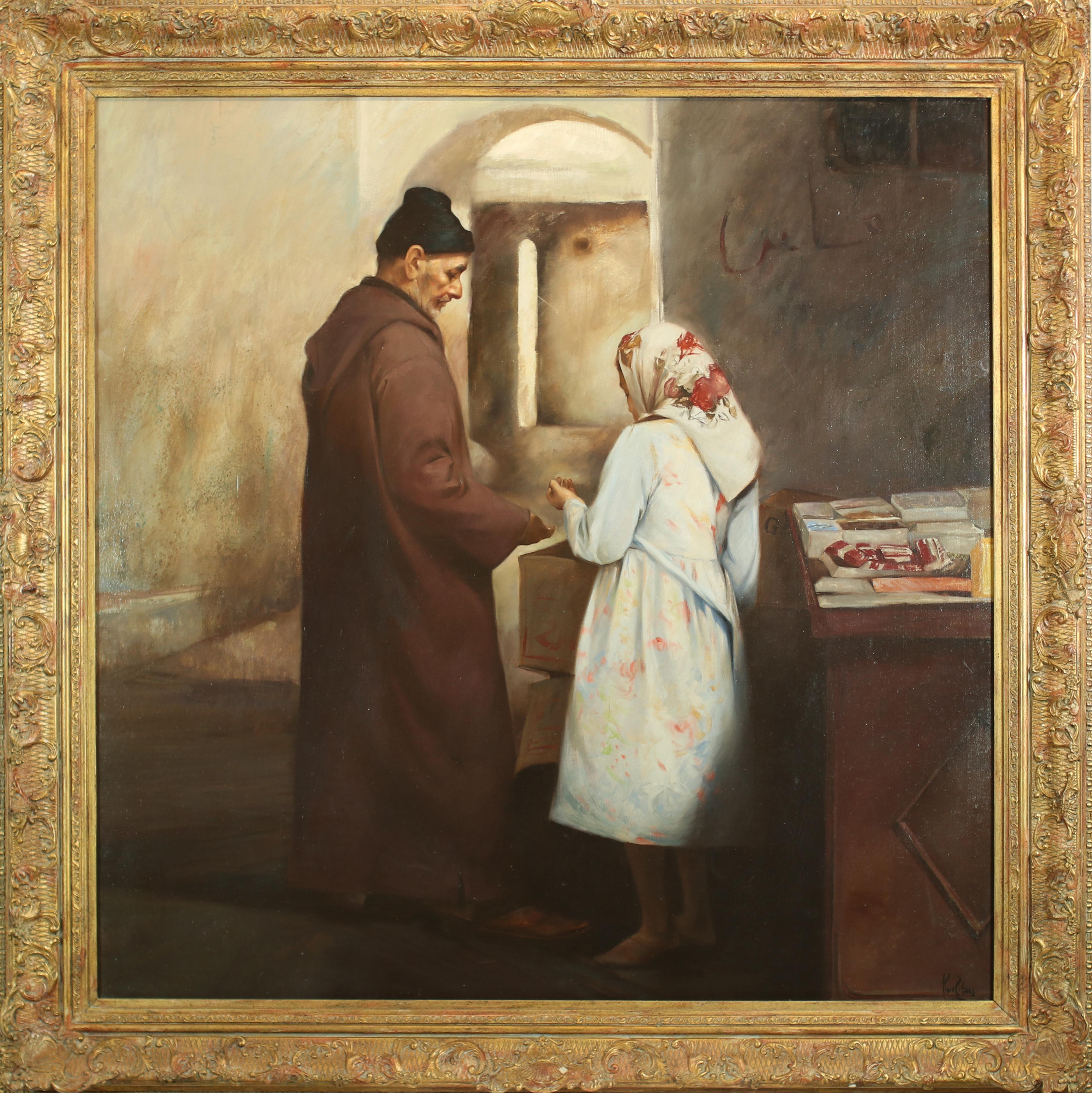  Lluis Ribas  Araber  quadratisch  Großes Original realistisches Gemälde auf Acryl-Leinwand im Angebot 1