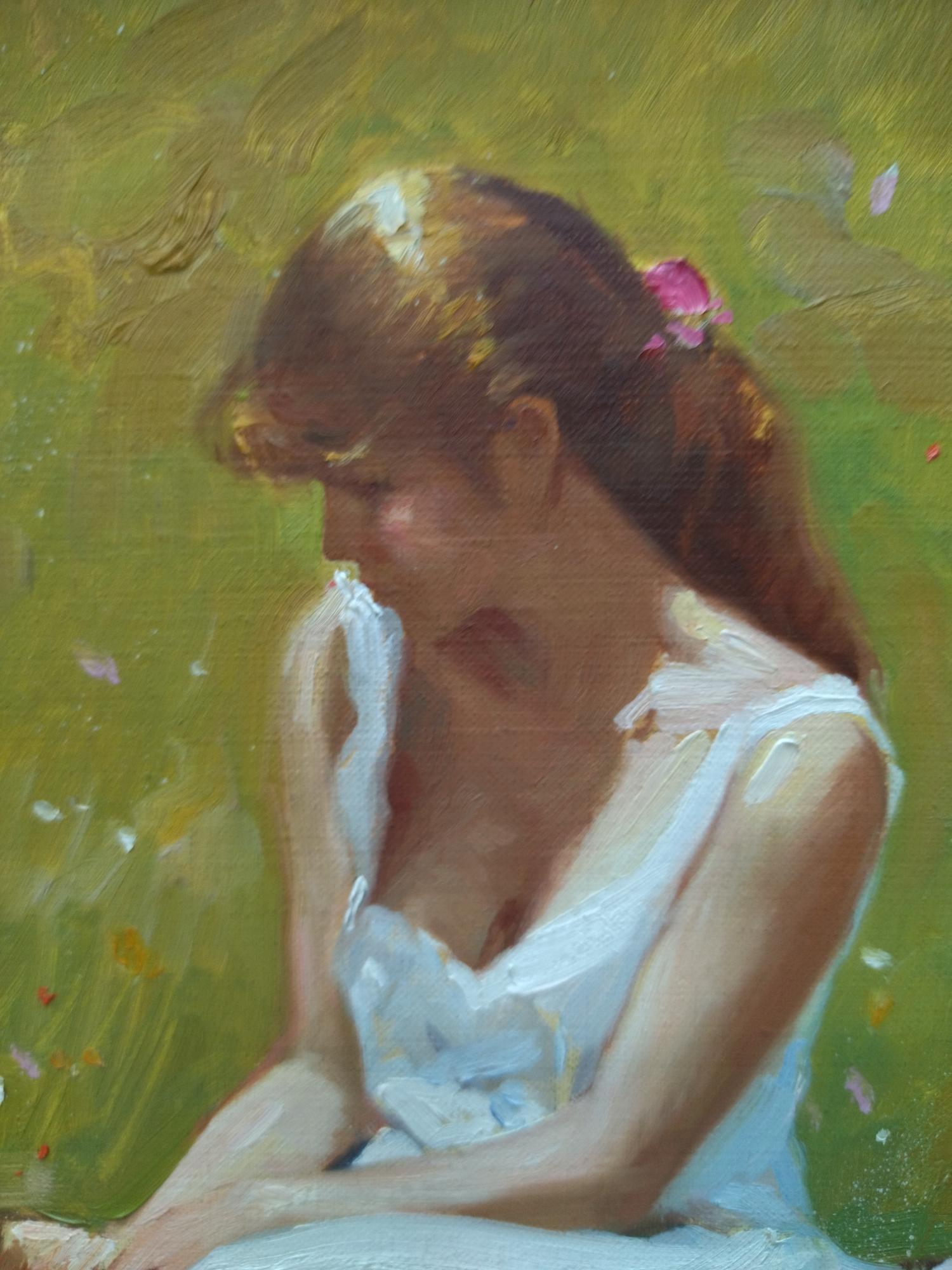 LLuis Ribas  paysage original  peinture - Gris Portrait Painting par Lluis Ribas