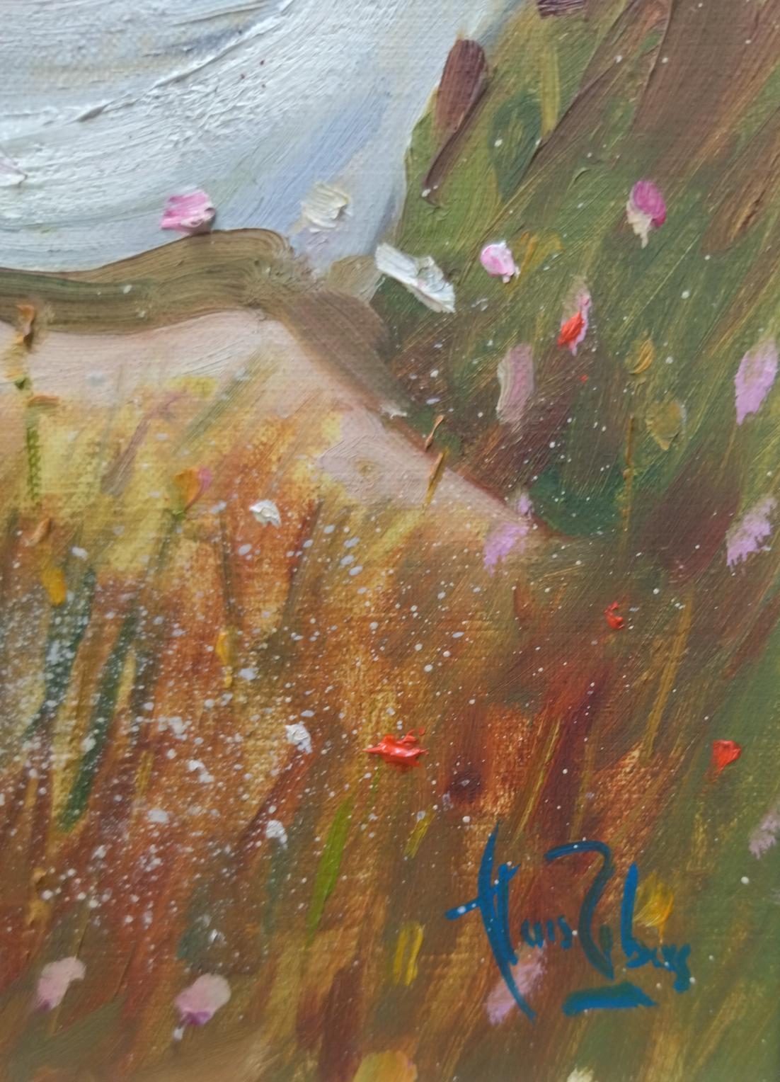  Peinture à l'acrylique originale de paysage
 Ribas (El Masnou, Barcelone, 1949) est un peintre espagnol dont les grandes toiles hyperréalistes reflètent avant tout la beauté des femmes encadrées dans la nature, de préférence dans la mer, bien que