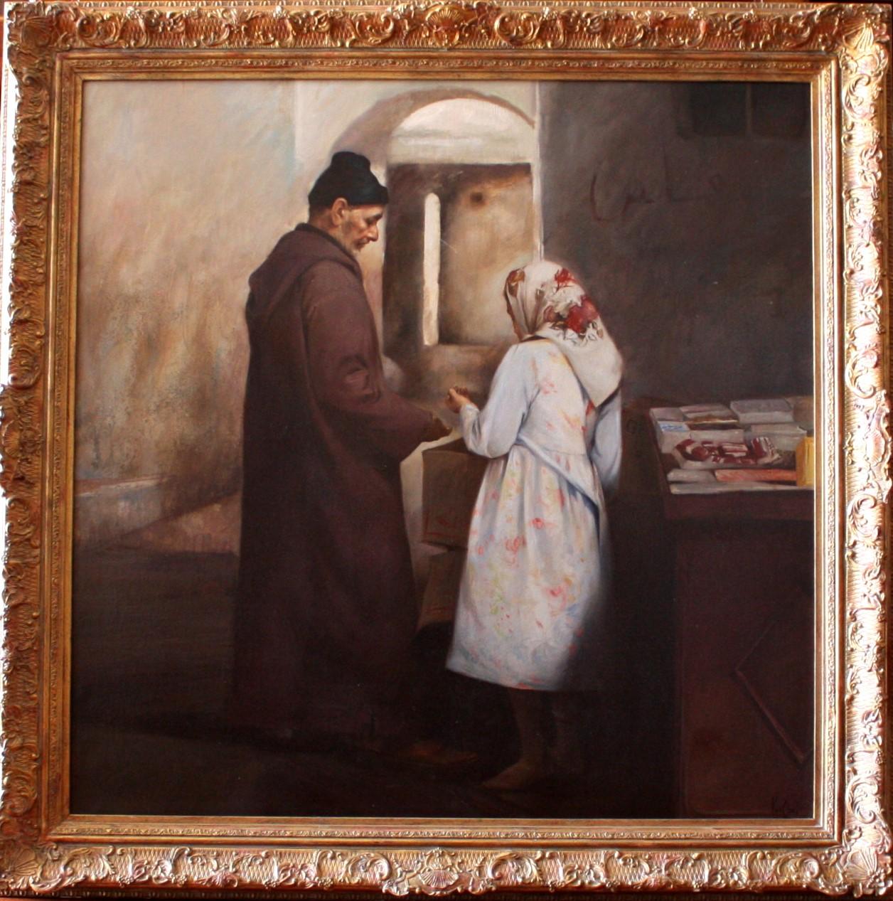 Lluis Ribas  Arabes  Carré  Grande peinture réaliste originale en acrylique sur toile en vente 2