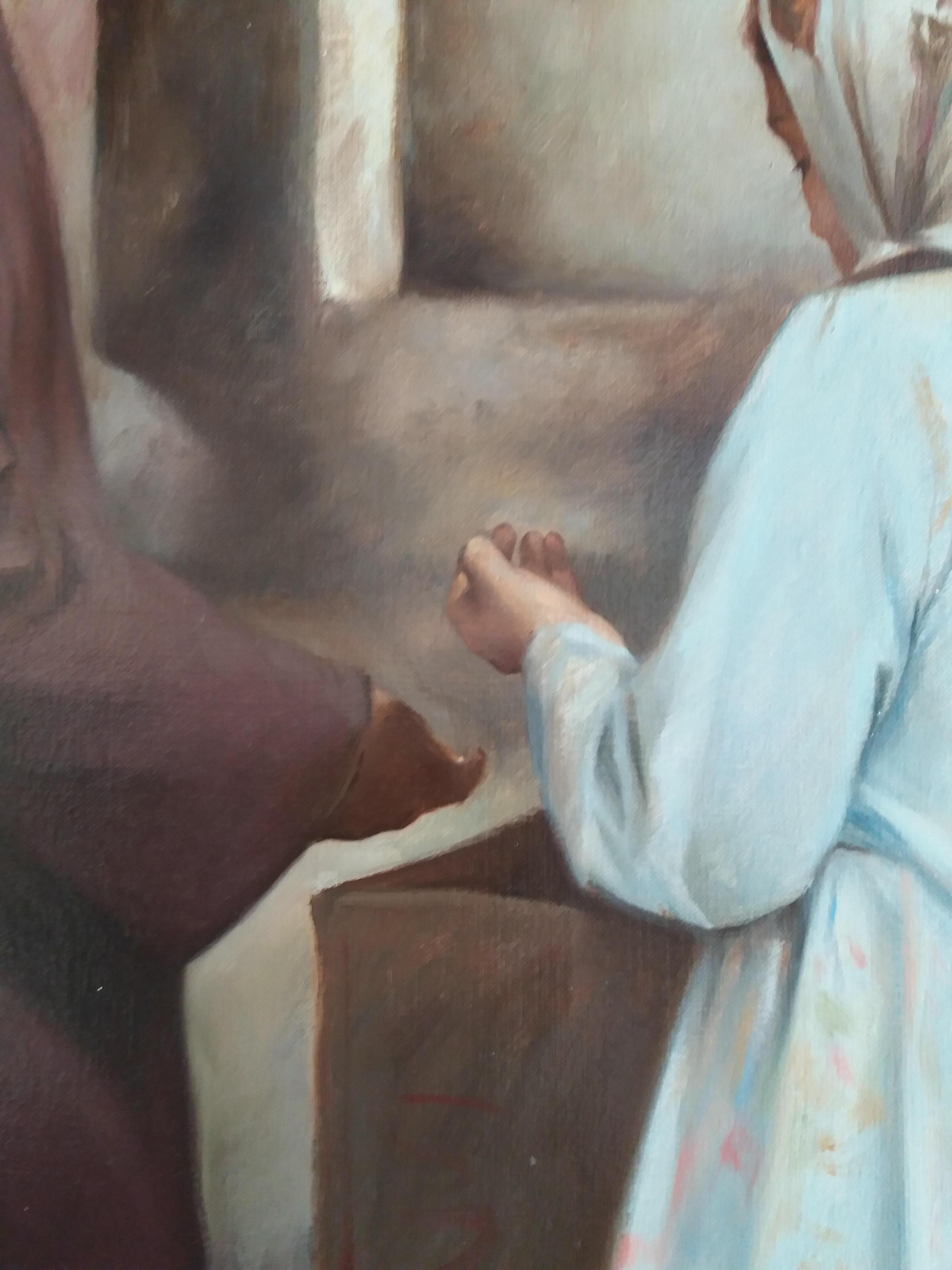 Lluis Ribas  Arabes  Carré  Grande peinture réaliste originale en acrylique sur toile en vente 7