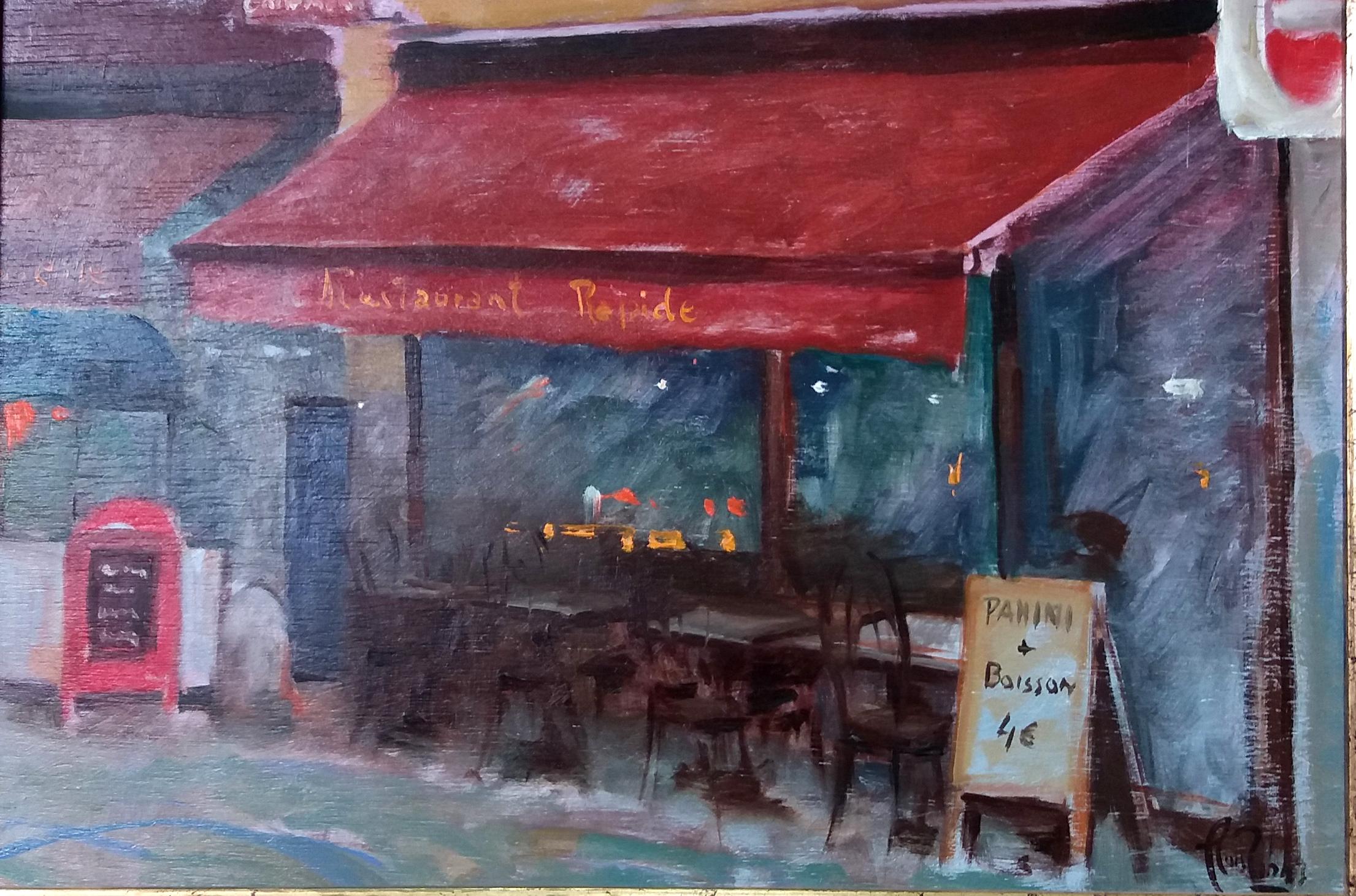 LLuis Ribas   Fachada Paisaje urbano. figurativo original - Landscape Painting Marrón de Lluis Ribas