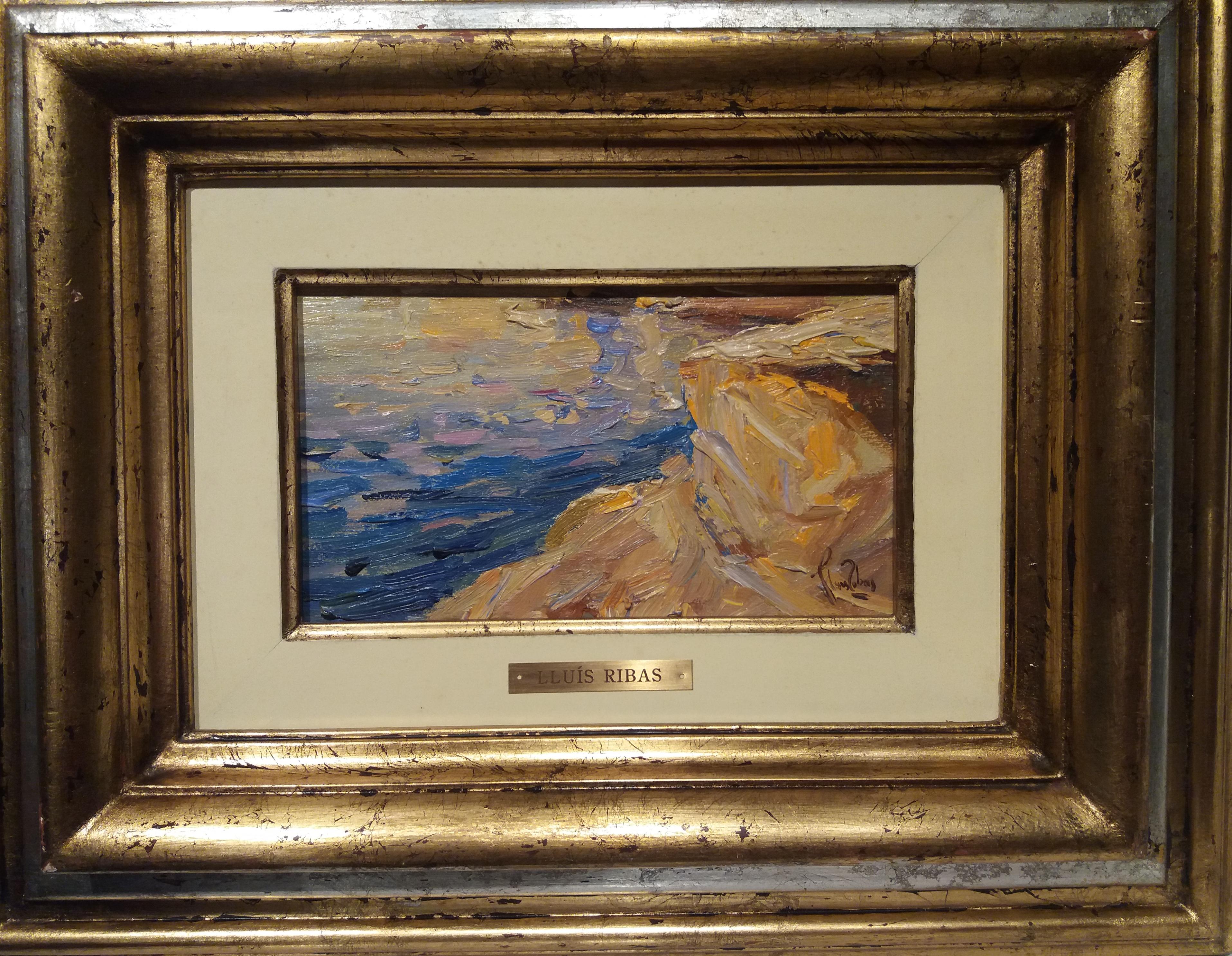 Lluis Ribas  Piccolo  Mediterraneo  Costa  paesaggio originale  pittura 1