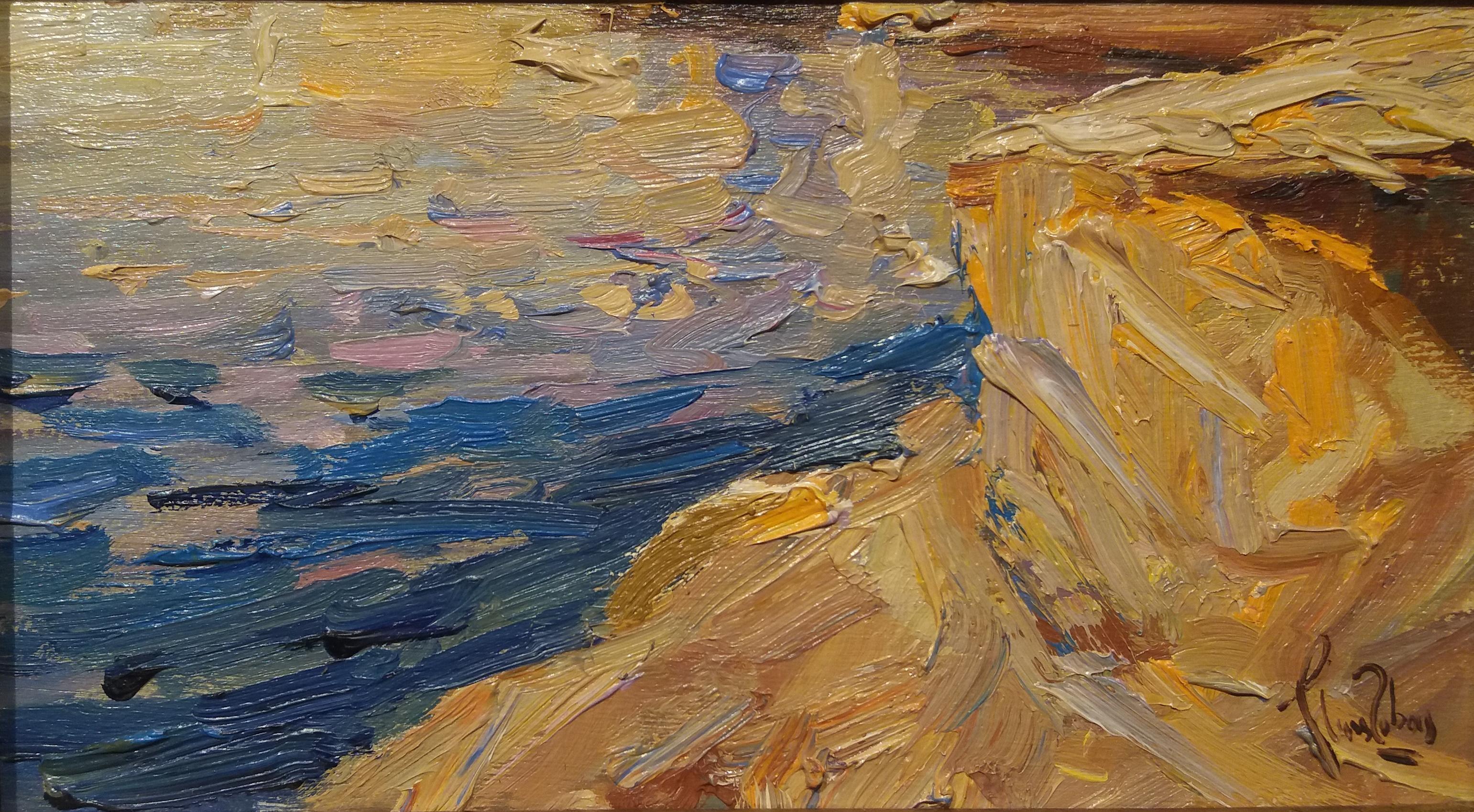 Lluis Ribas  Piccolo  Mediterraneo  Costa  paesaggio originale  pittura 2