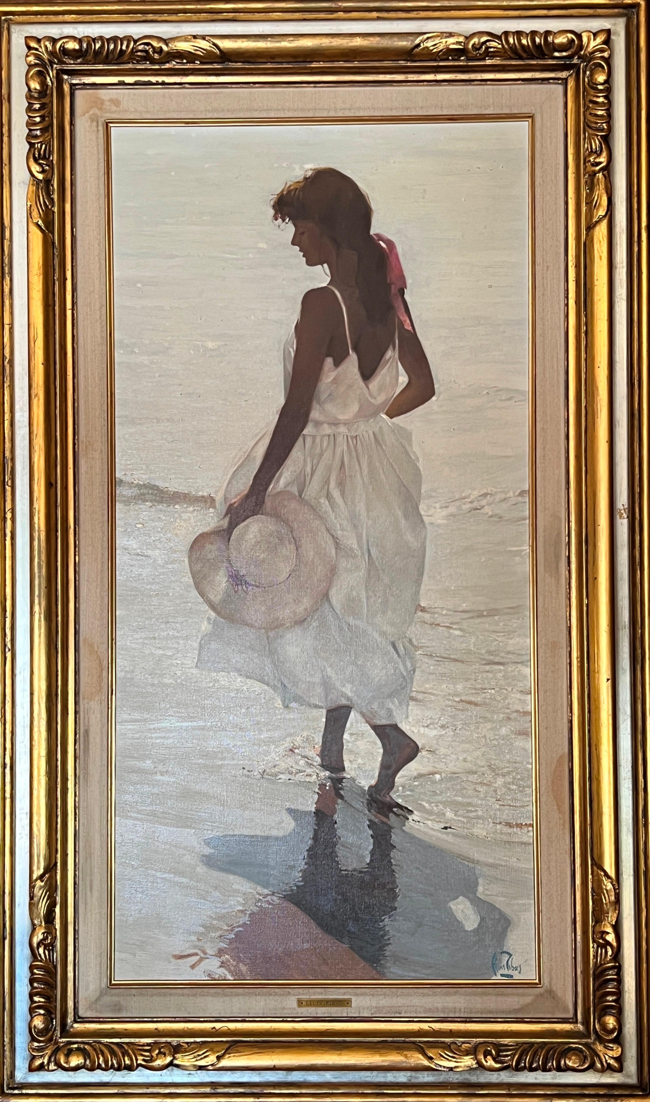 Mediterranean  original landscape acrylic painting
 Ribas (El Masnou, Barcelona, 1949) is a Spanish painter whose large and hyper-realistic paintings reflect, above all, the beauty of women framed in nature, preferably in the sea, although their
