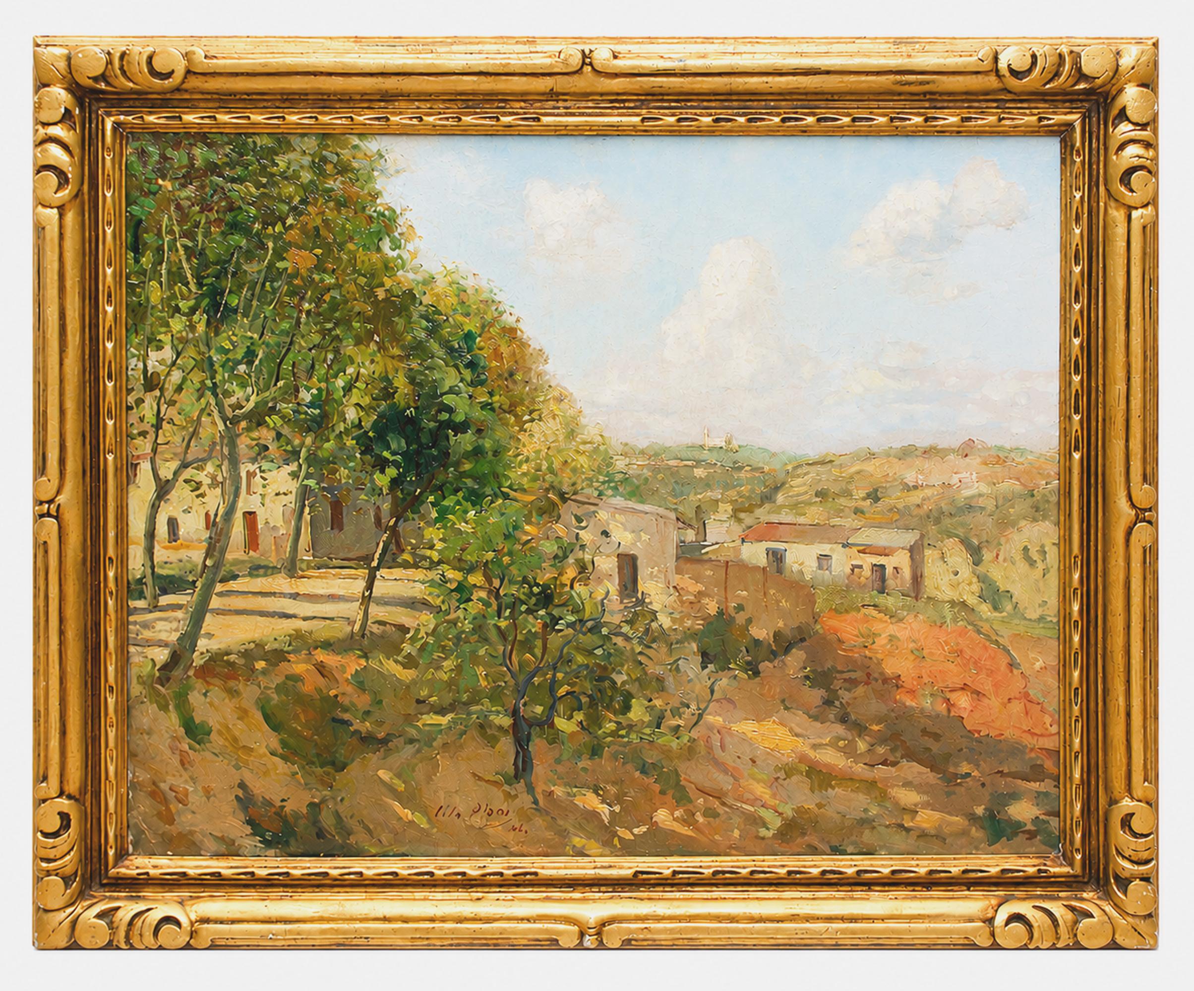 Sommer im Dorf – Öl auf Leinwand – signiert und gerahmt – Jahr 1946