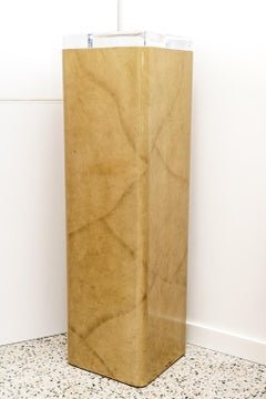 Luminated Pedestal Faux Goatskin with Lucite