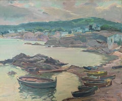 Port of Can Calau Calella de Palafrugell spanish mediterranean seascape oil