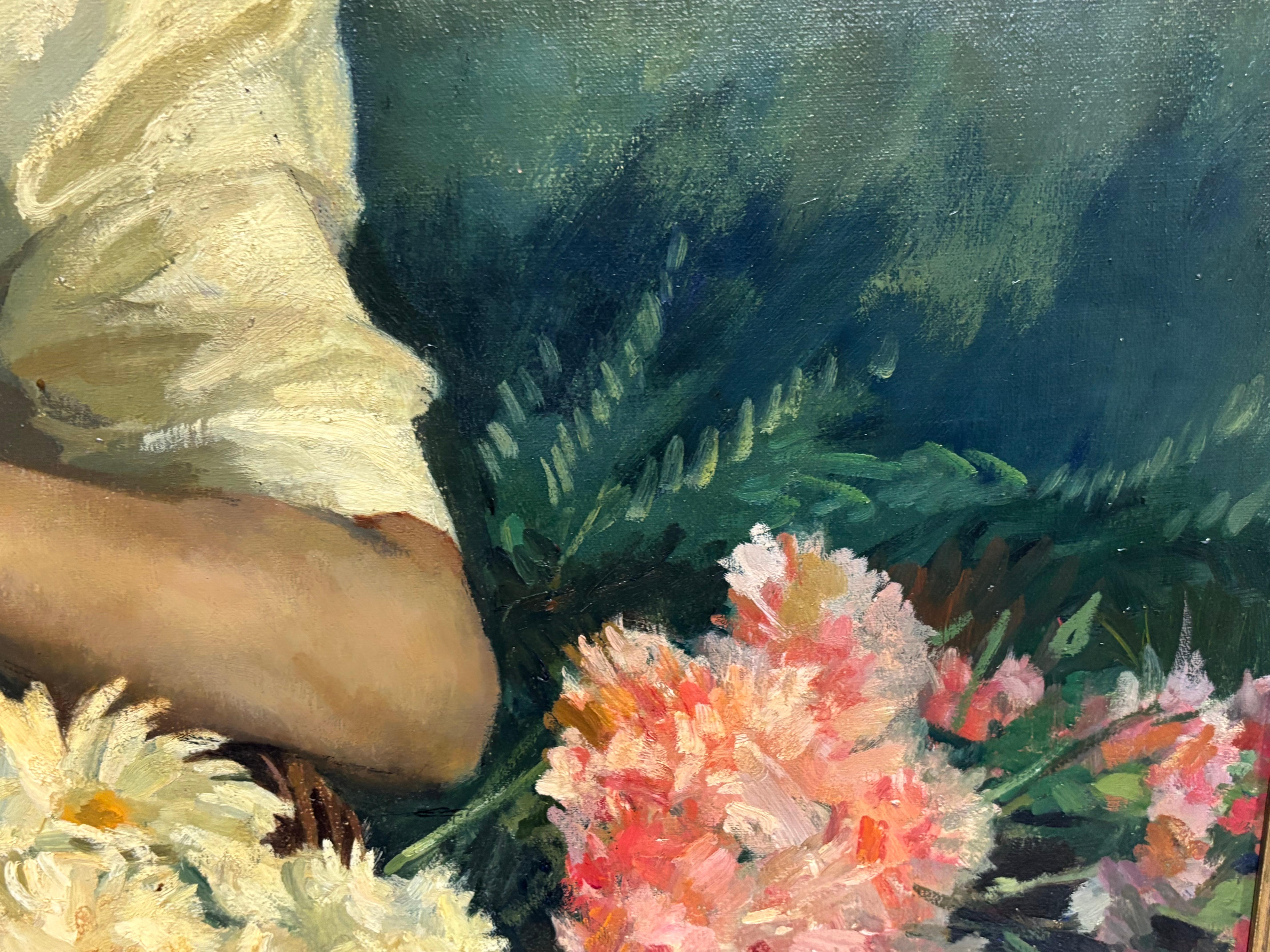 Joven con cesta de flores For Sale 1