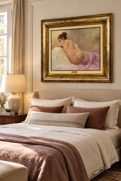 Lluís Ribas – Reclining Female Nude – Spanish Realist Oil Painting