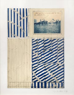 Llyn Foulkes "Per Eric l'uomo uccello" - 1974 Collage a tecnica mista su carta incorniciato