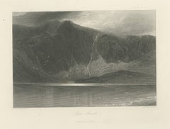 Llyn Idwal, Snowdonia, Antique Steel Engraving after E.M. Wimperis, circa 1876