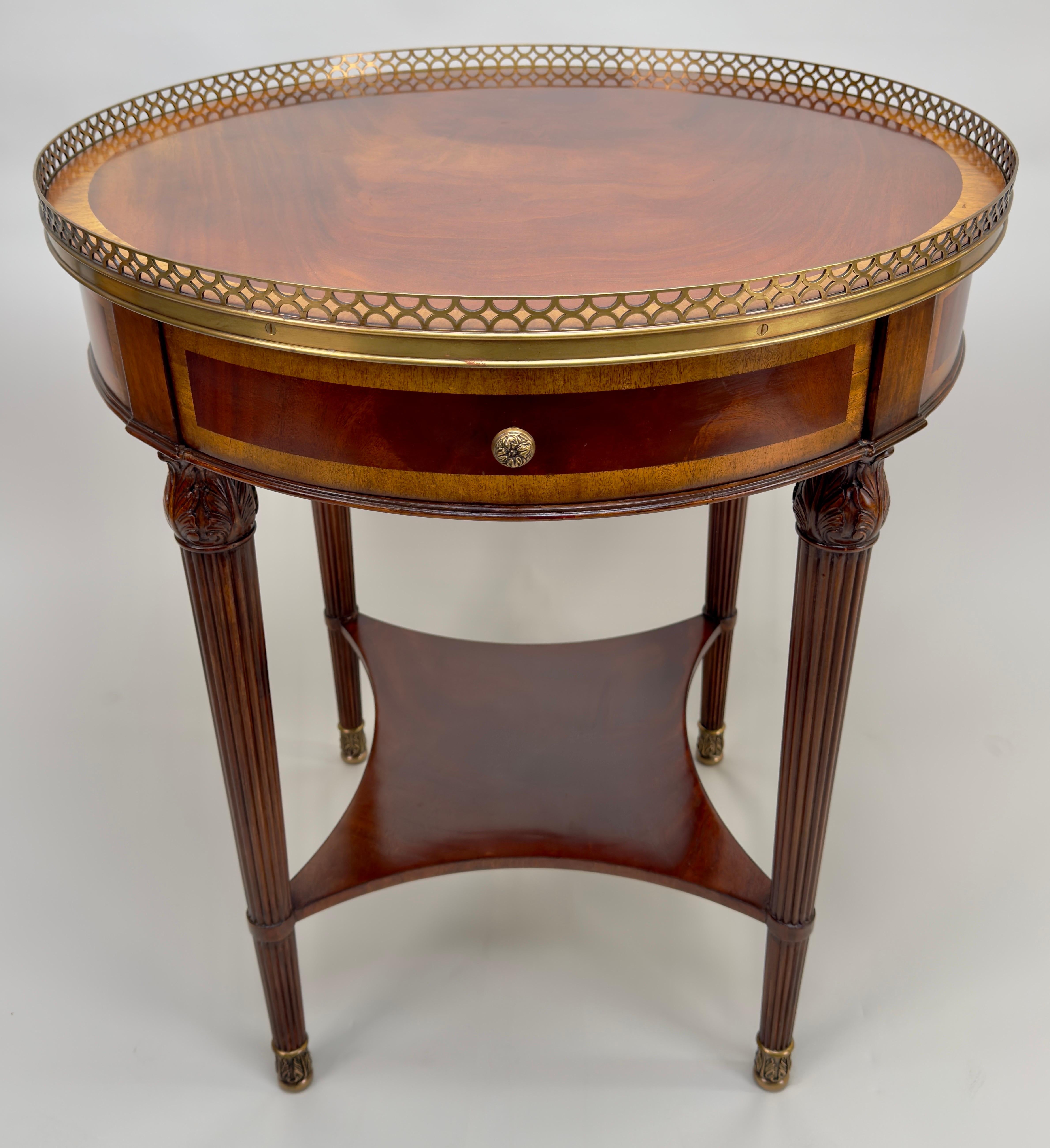 LLyod Boxton French Louis XVI Style Bouillotte Mahogany Side, End Table, a pair  In Good Condition For Sale In Plainview, NY