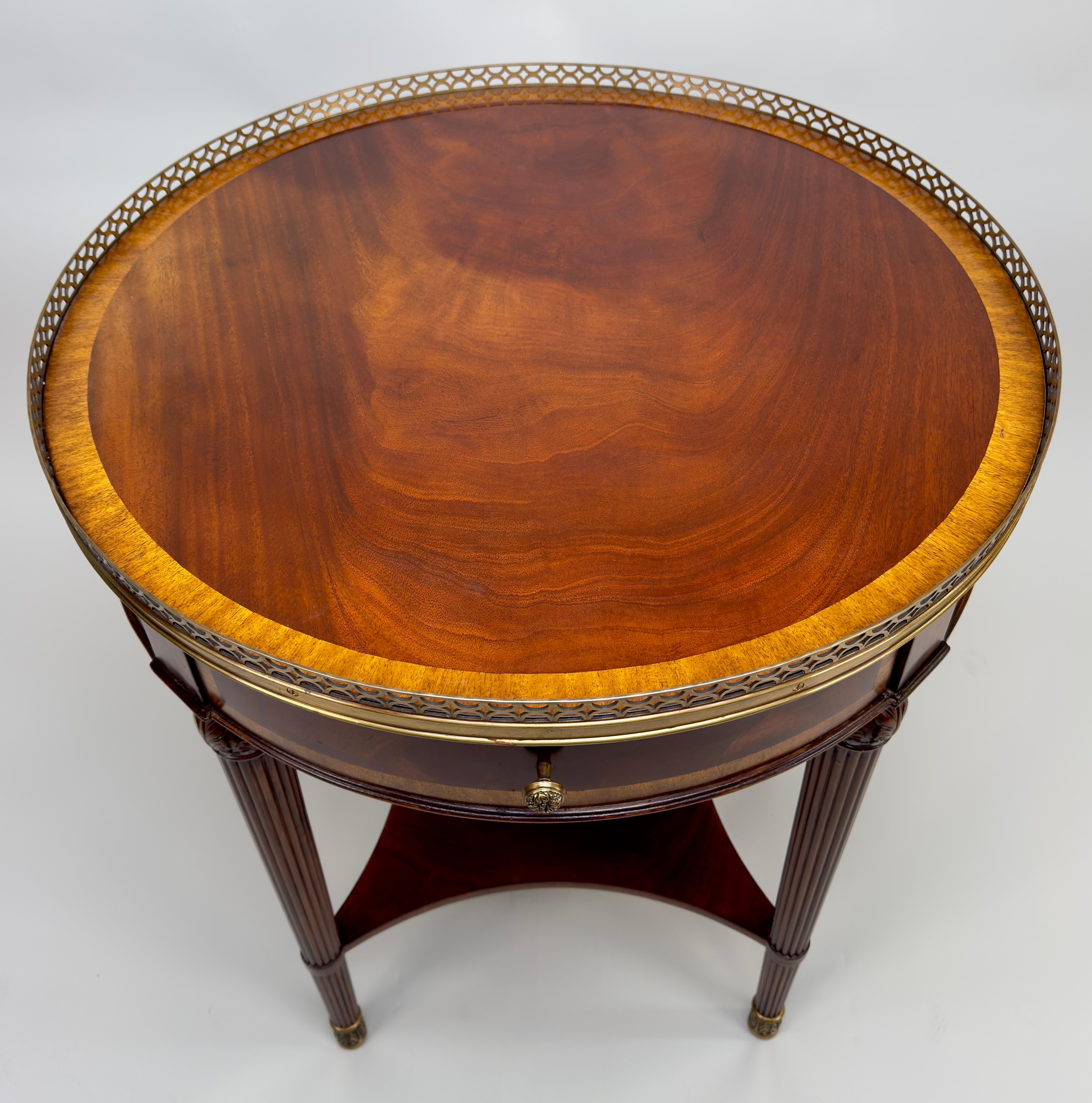 20th Century LLyod Boxton French Louis XVI Style Bouillotte Mahogany Side, End Table, a pair  For Sale