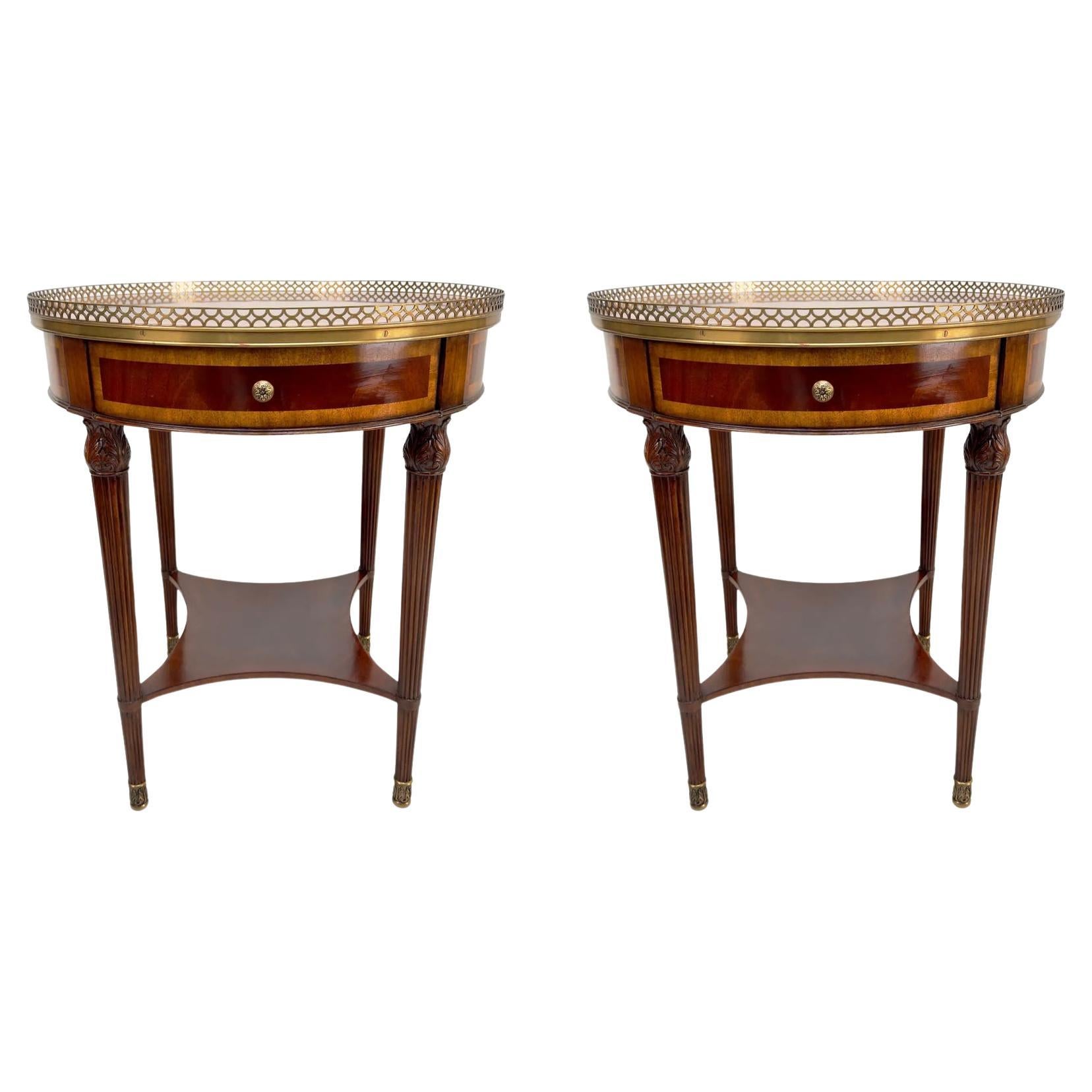 LLyod Boxton French Louis XVI Style Bouillotte Mahogany Side, End Table, a pair  For Sale