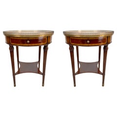 LLyod Boxton French Louis XVI Style Bouillotte Mahogany Side, End Table, a pair 