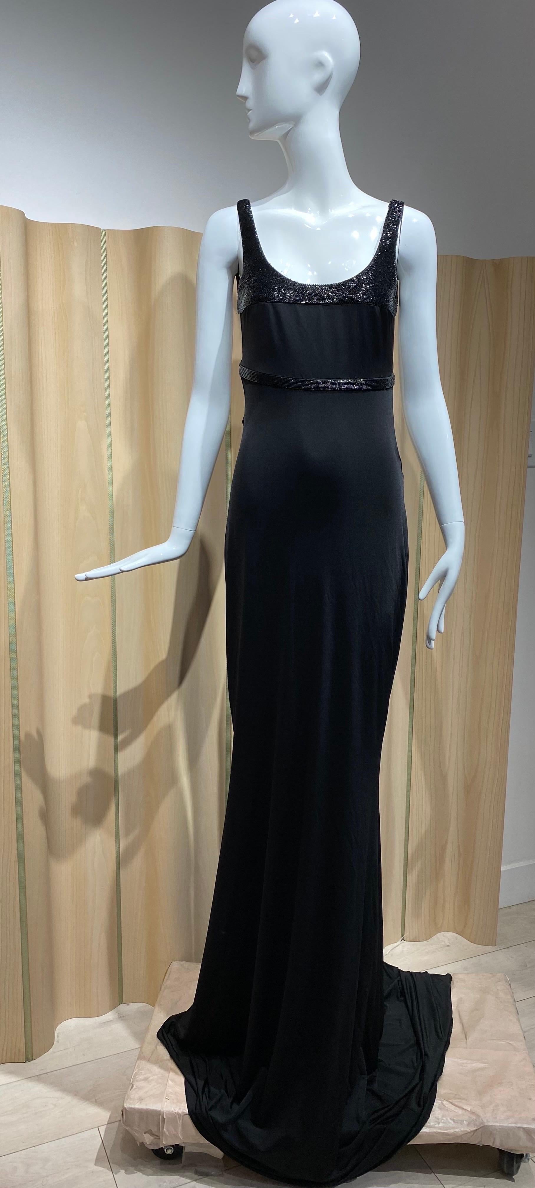 Llyod Klein Black Silk Jersey Cut out gown For Sale 4