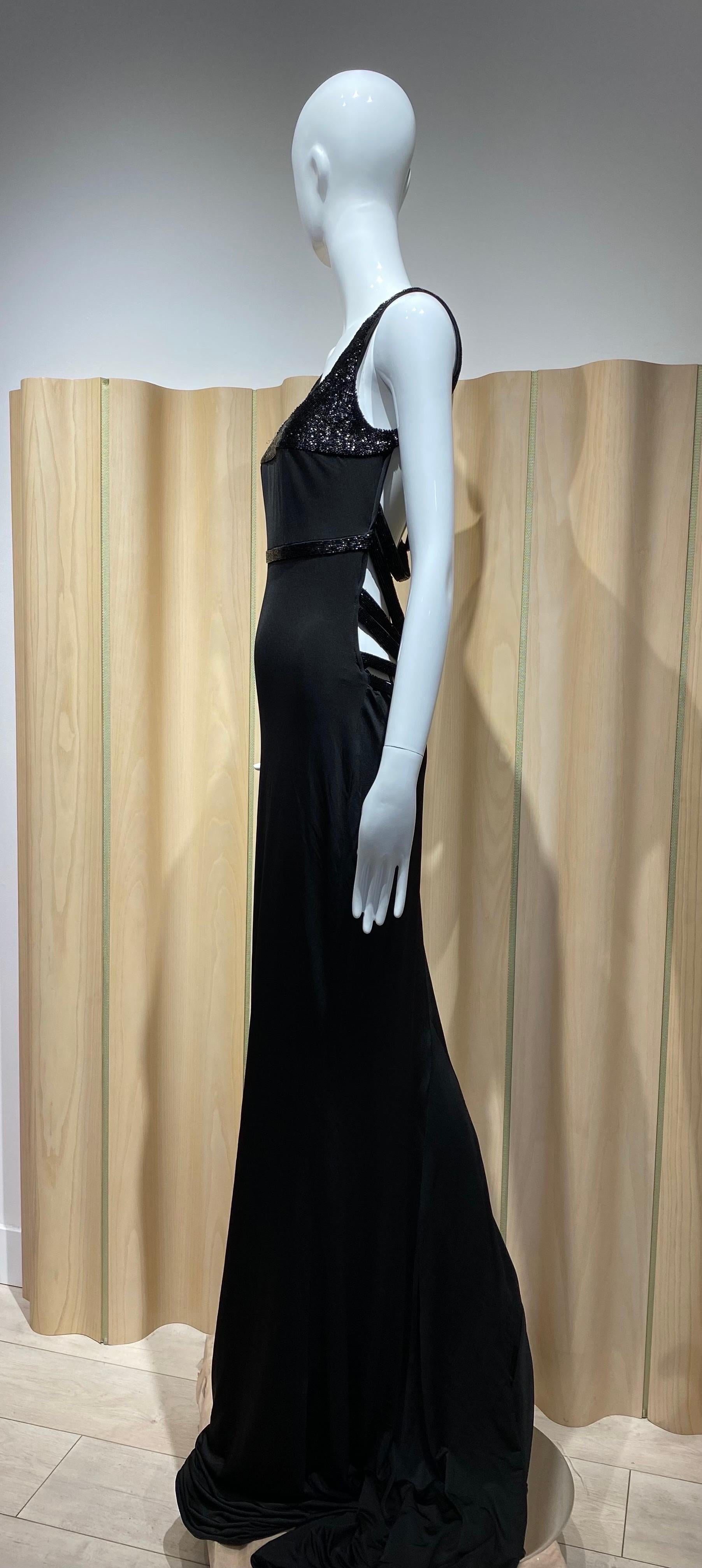 Llyod Klein Black Silk Jersey Cut out gown In Excellent Condition For Sale In Beverly Hills, CA