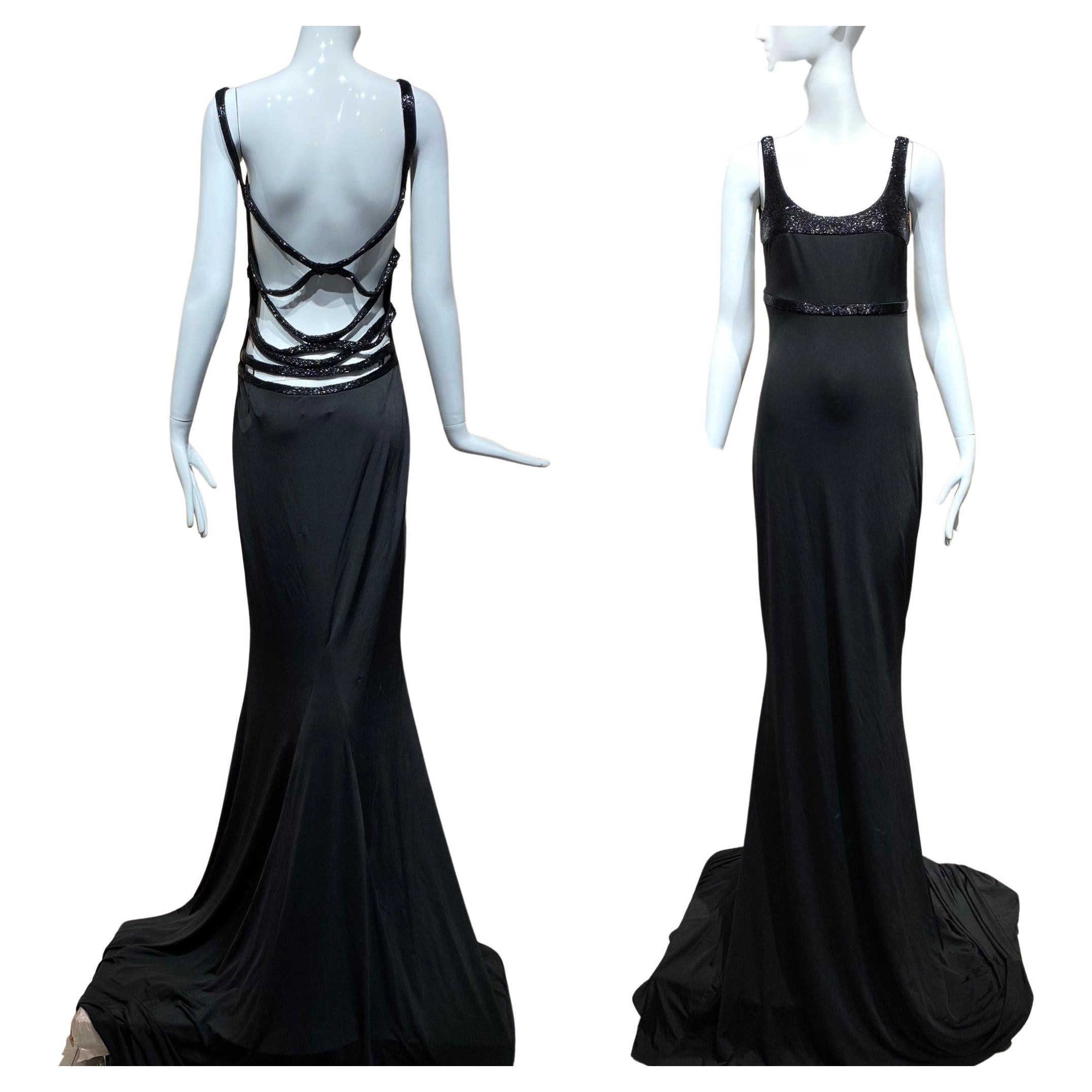 Llyod Klein Black Silk Jersey Cut out gown For Sale