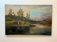 Antique River landscape encampment