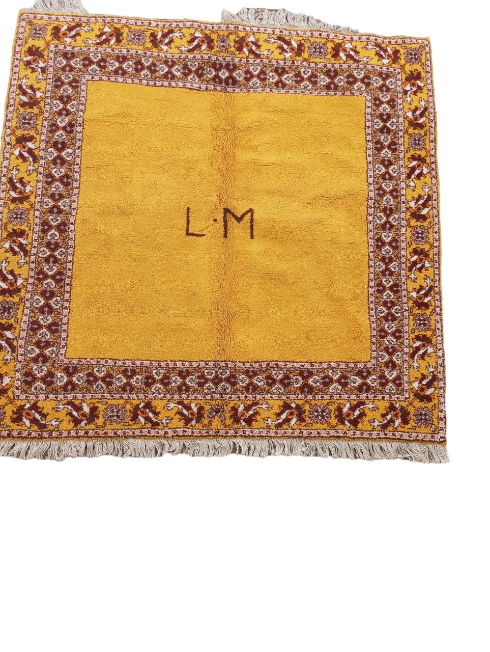 LM (Liselotte Malmsten) hand-knotted ochre-colored rug For Sale 3