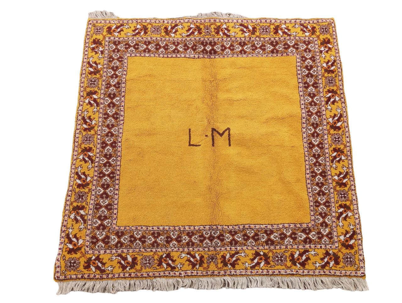 LM (Liselotte Malmsten) hand-knotted ochre-colored rug For Sale 4
