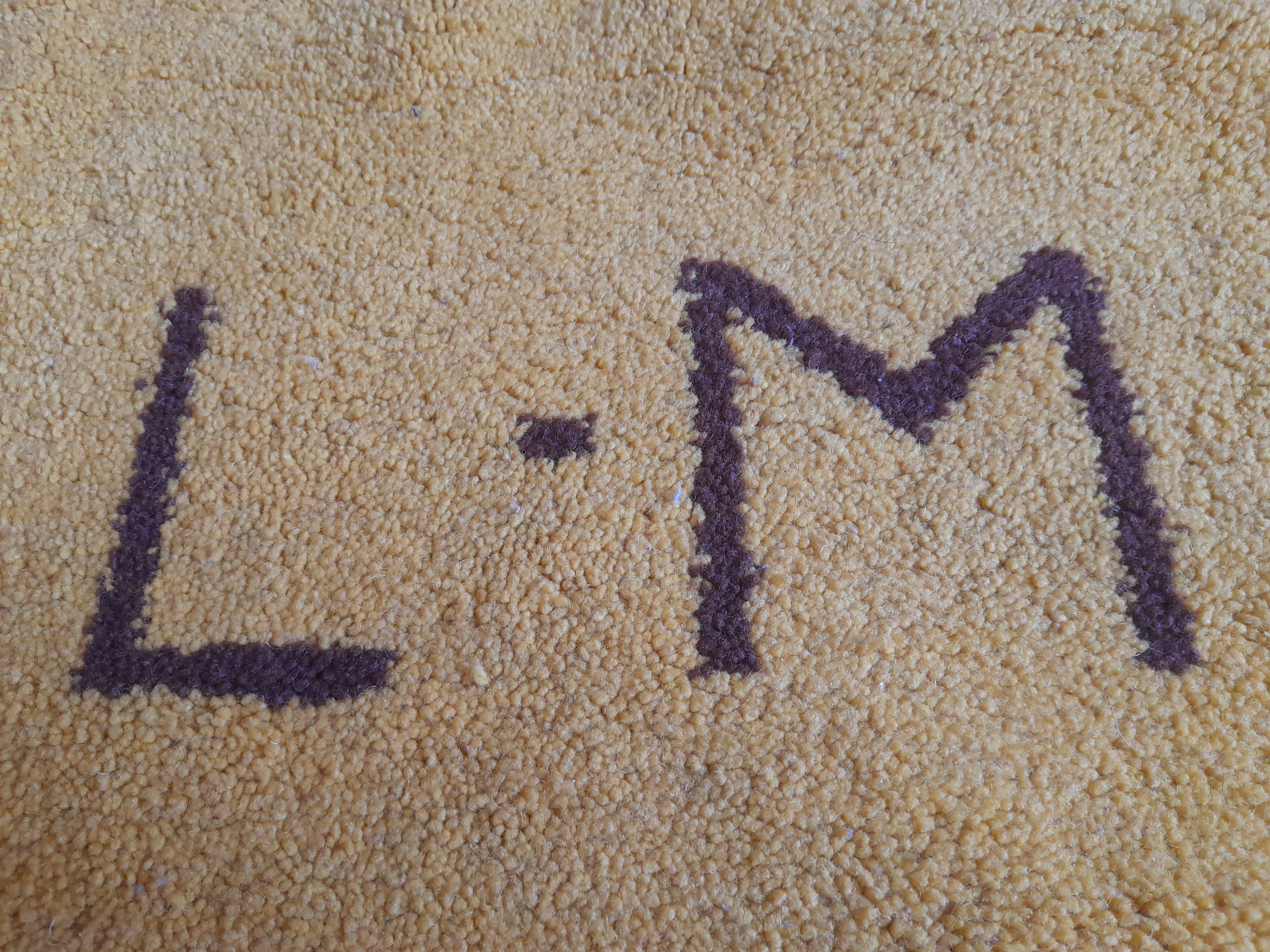 Mid-20th Century LM (Liselotte Malmsten) hand-knotted ochre-colored rug For Sale